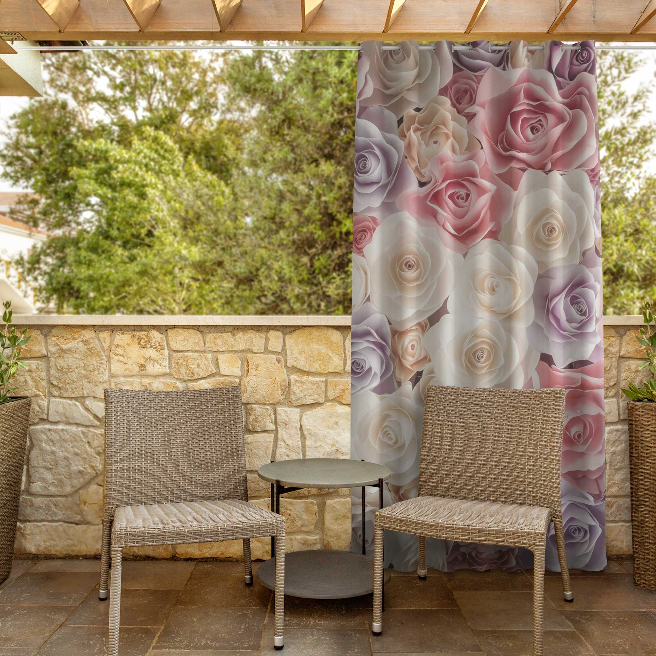 Outdoorvorhang Pastell Paper Art Rosen