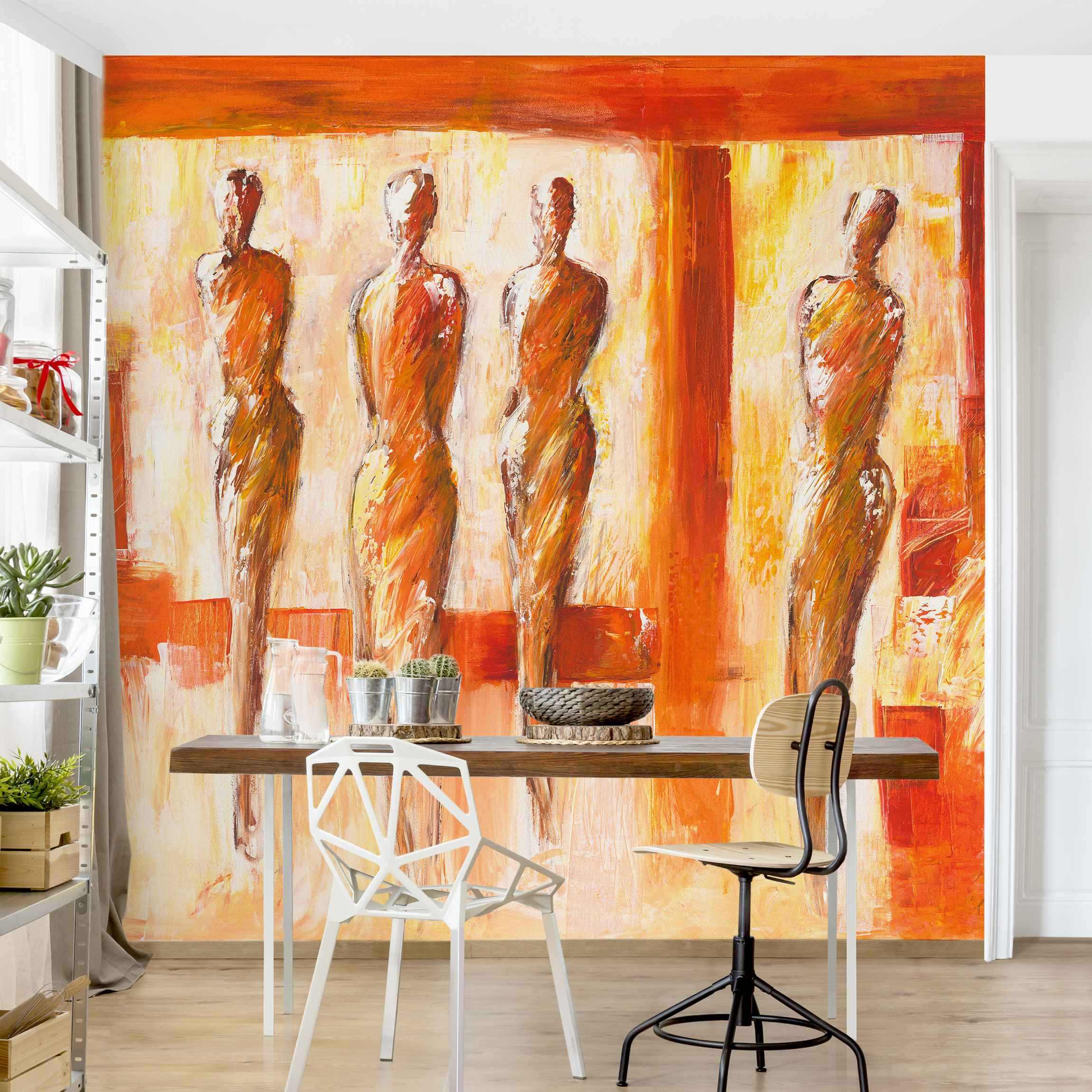 Fototapete Vier Figuren in Orange