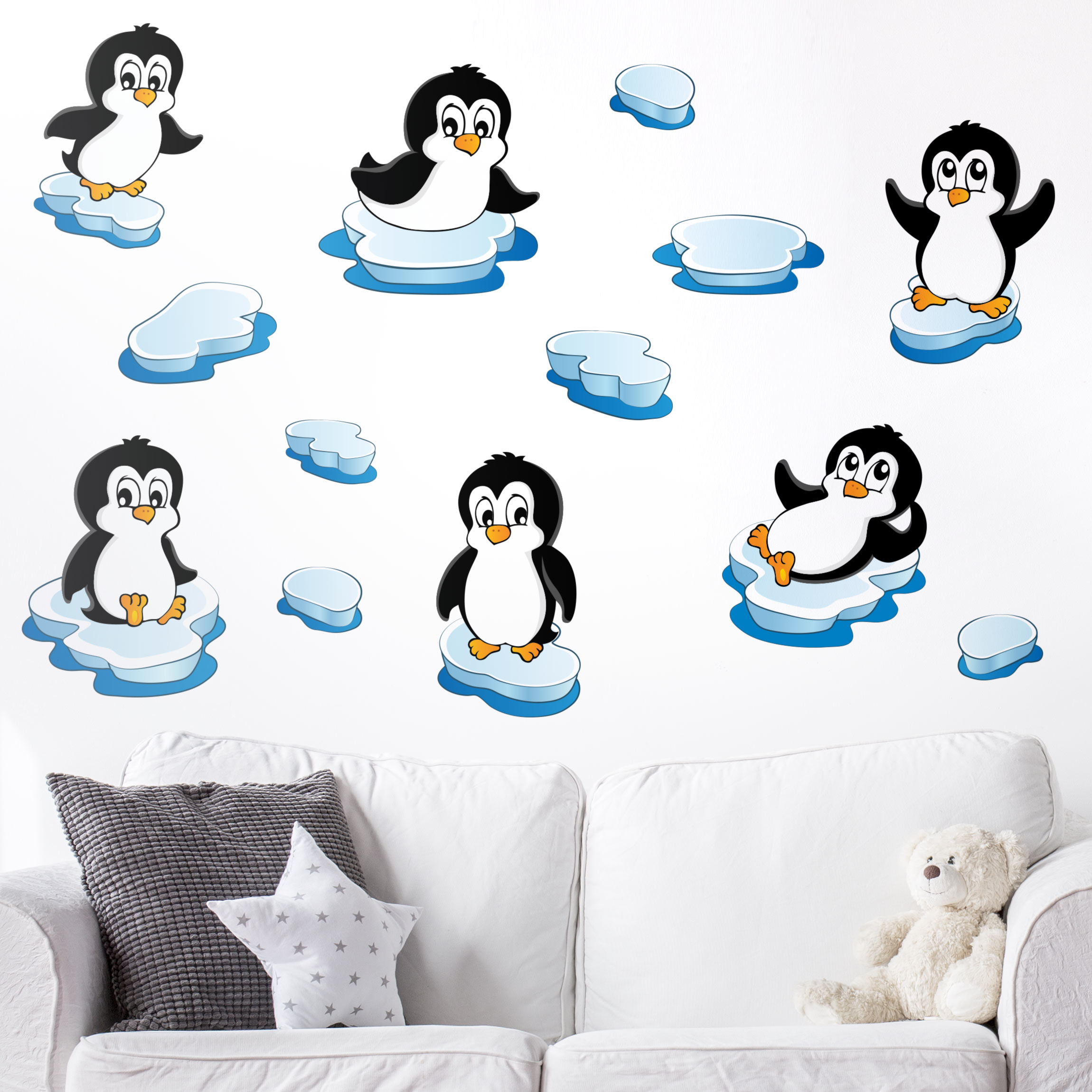 Wandtattoo 13-teilig Pinguin Kinderzimmer Set