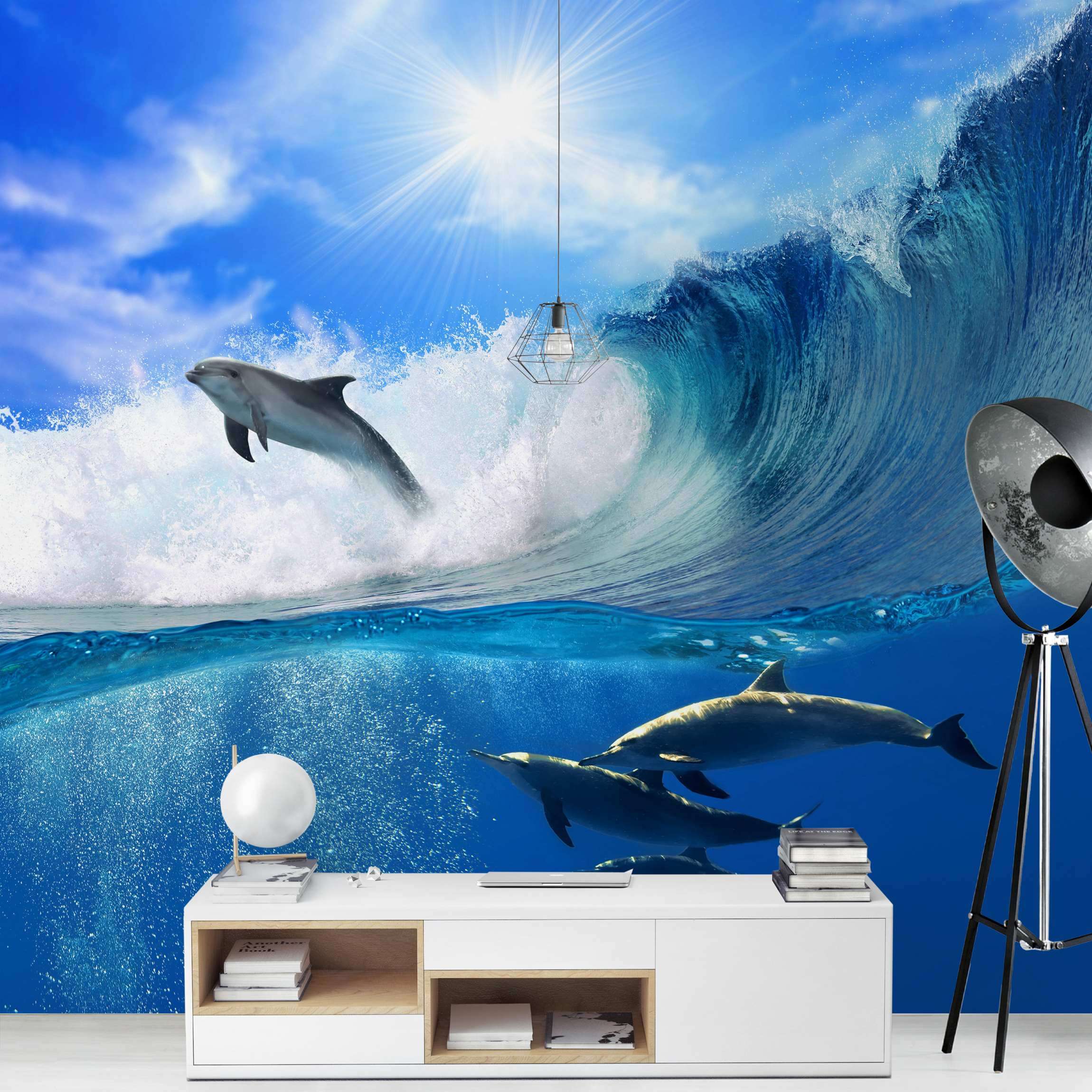 Fototapete Kinderzimmer Playing Dolphins