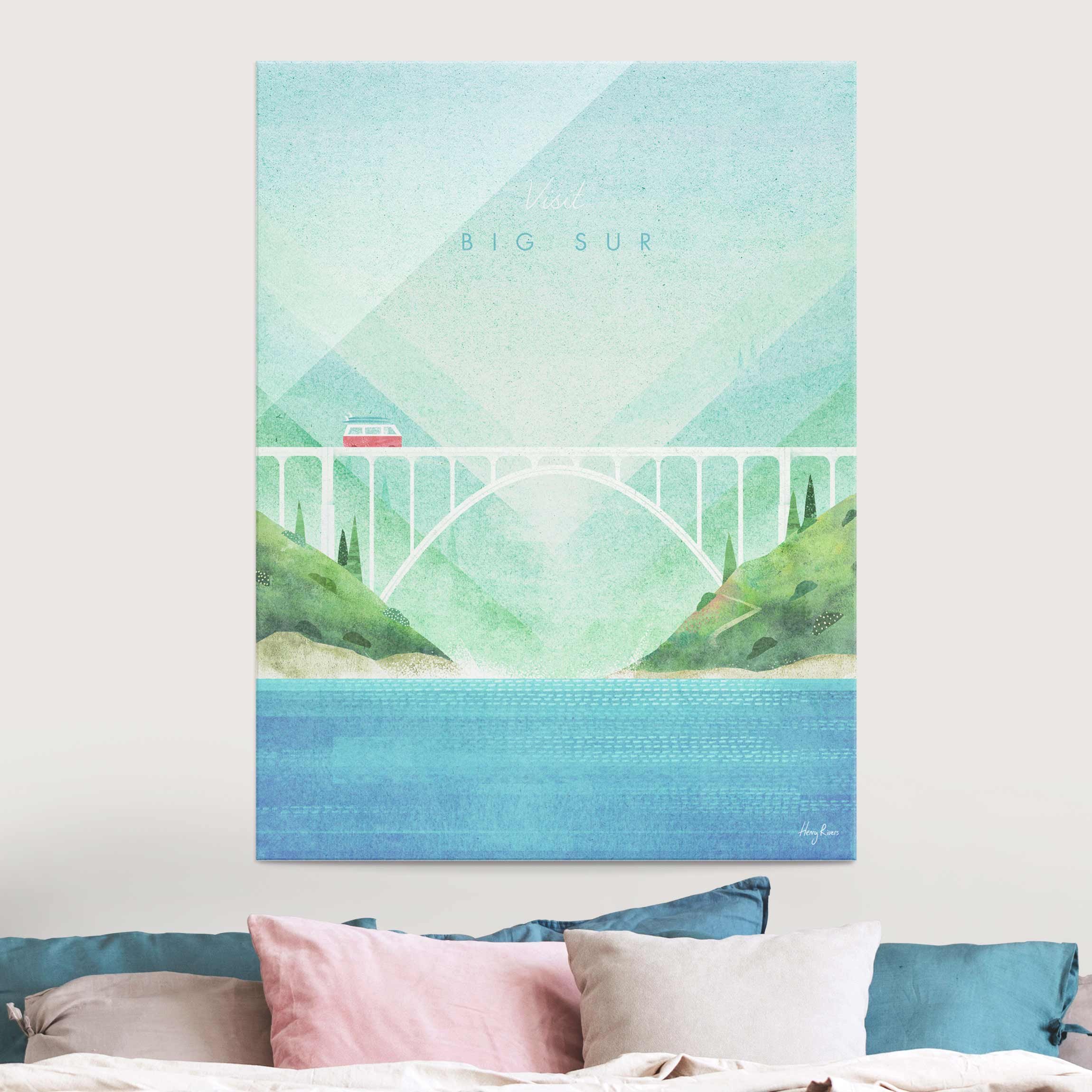 Glasbild Reiseposter - Big Sur