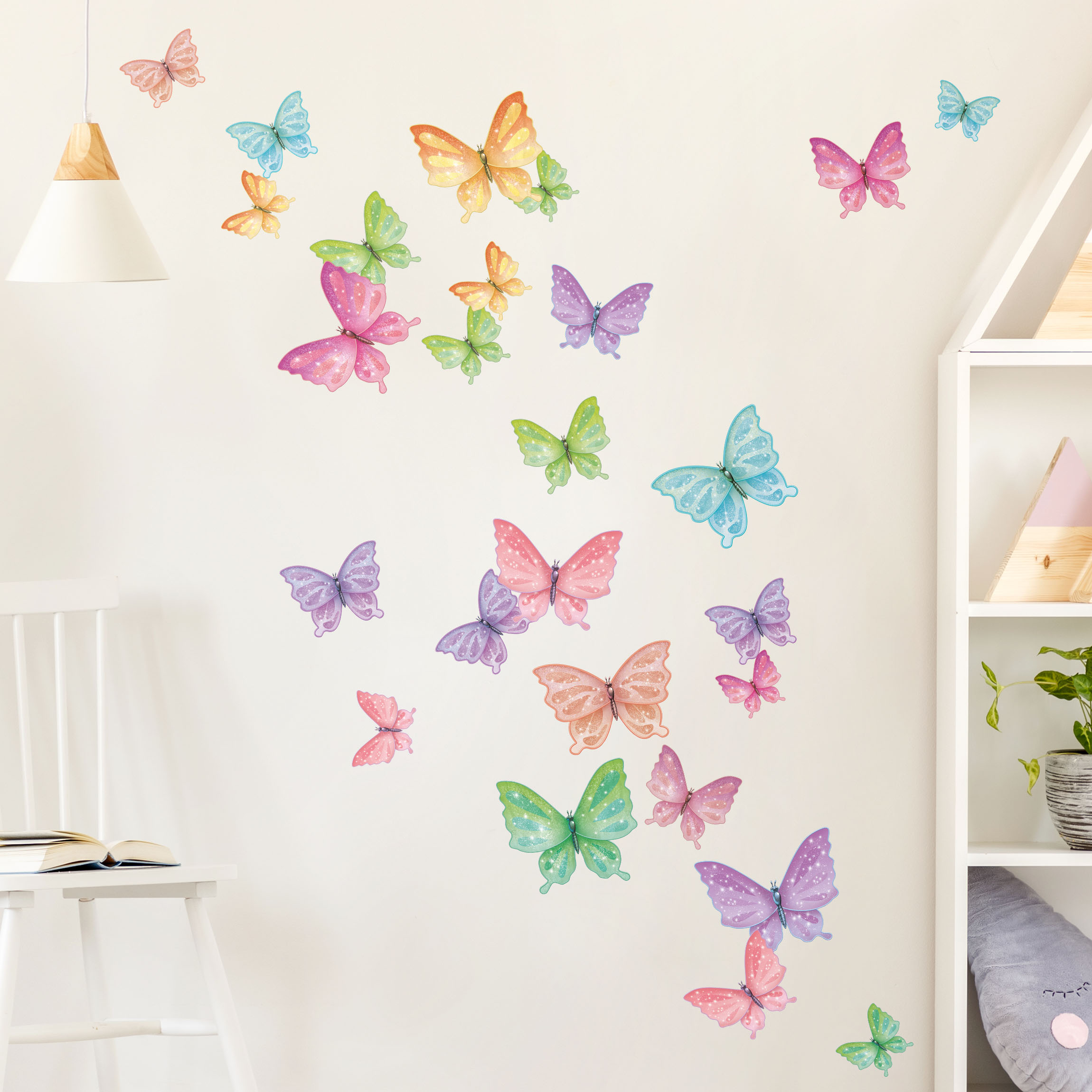 Wandtattoo 26-teilig Animal Club International - Set Glitzerschmetterlinge