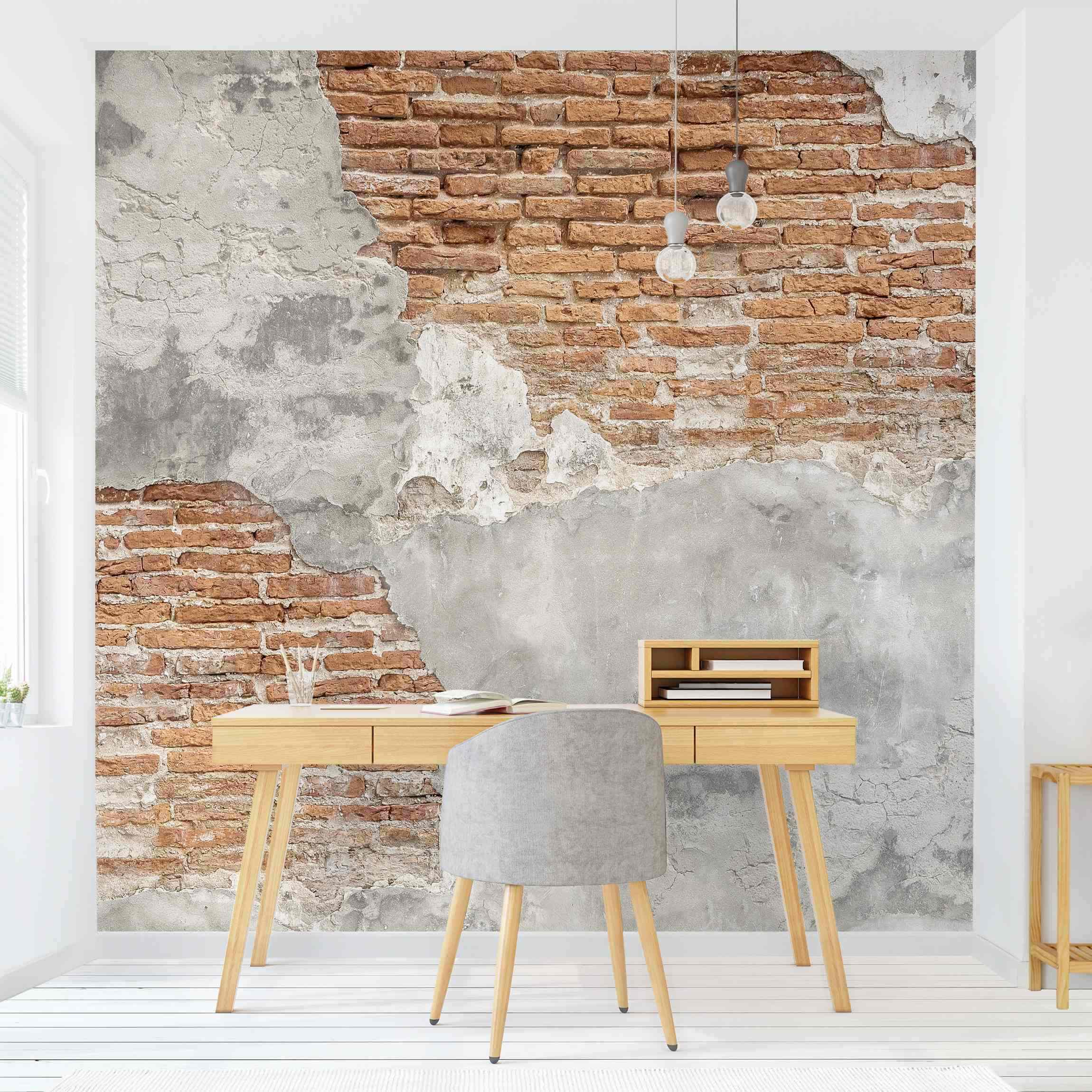 Tapete Betonoptik Shabby Backstein Wand