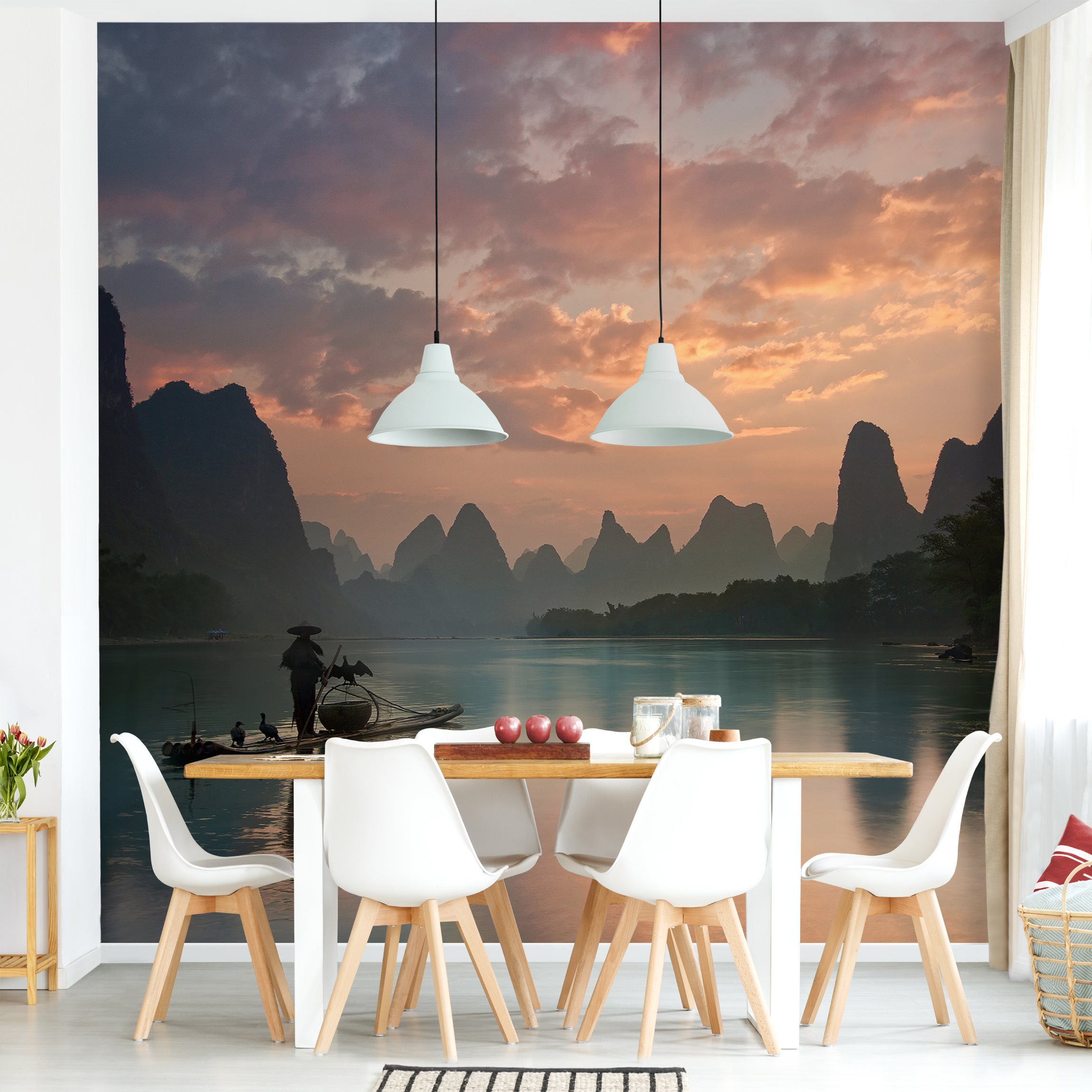 Fototapete Sonnenaufgang über chinesischem Fluss