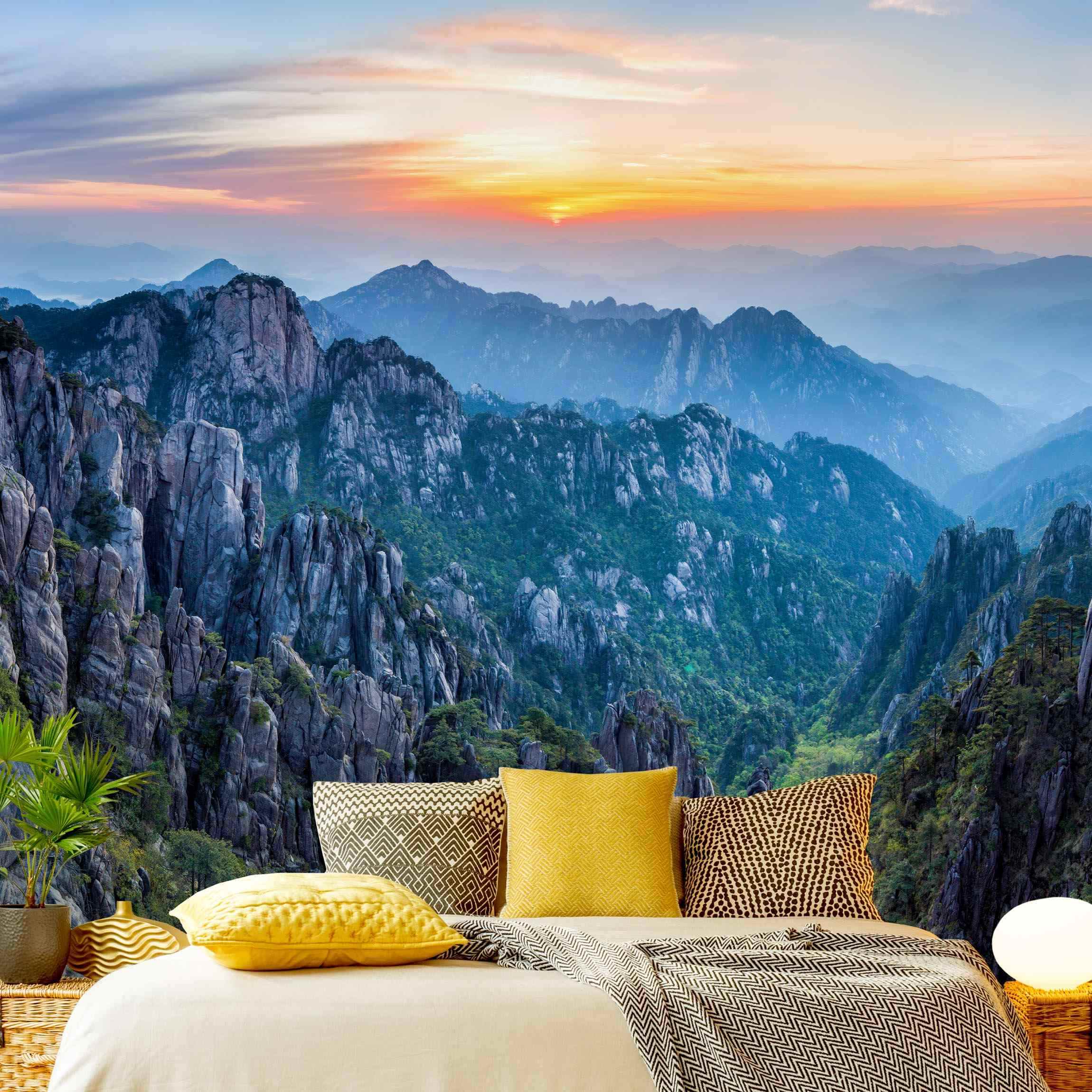 Fototapete Sonnenaufgang über dem Huangshan Gebirge