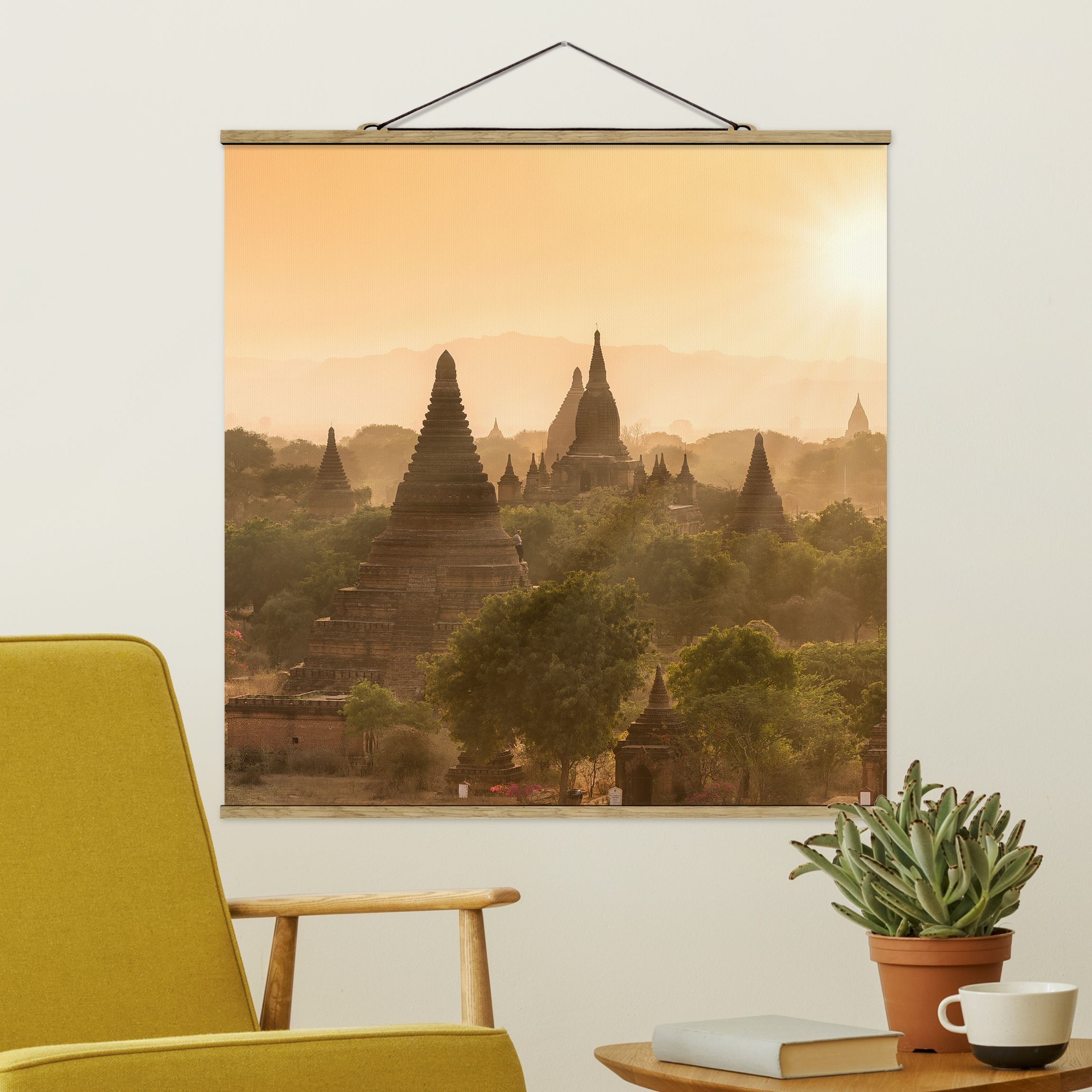 Stoffbild Sonnenuntergang über Bagan