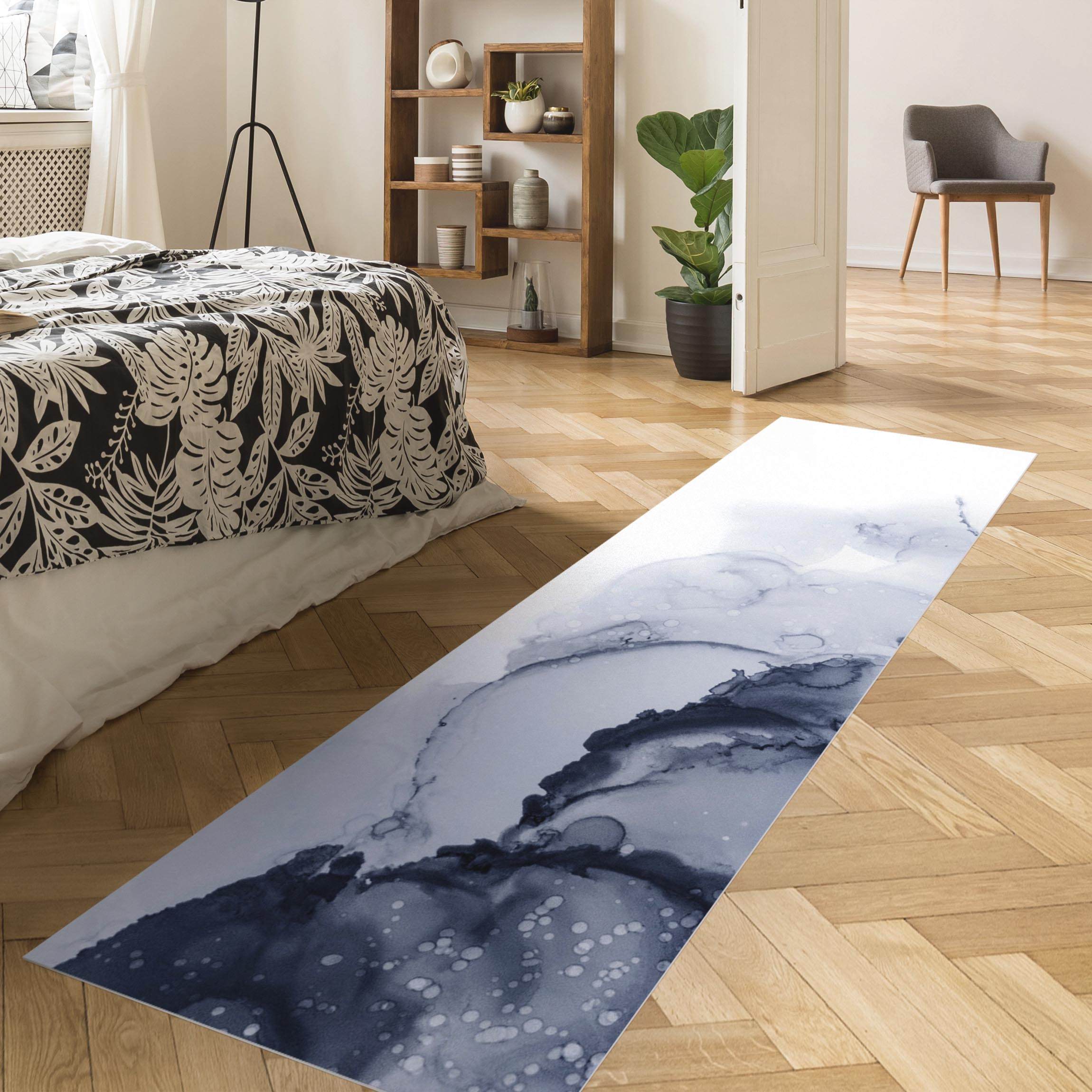 Vinylteppich Spiel der Farben Blaue Tusche