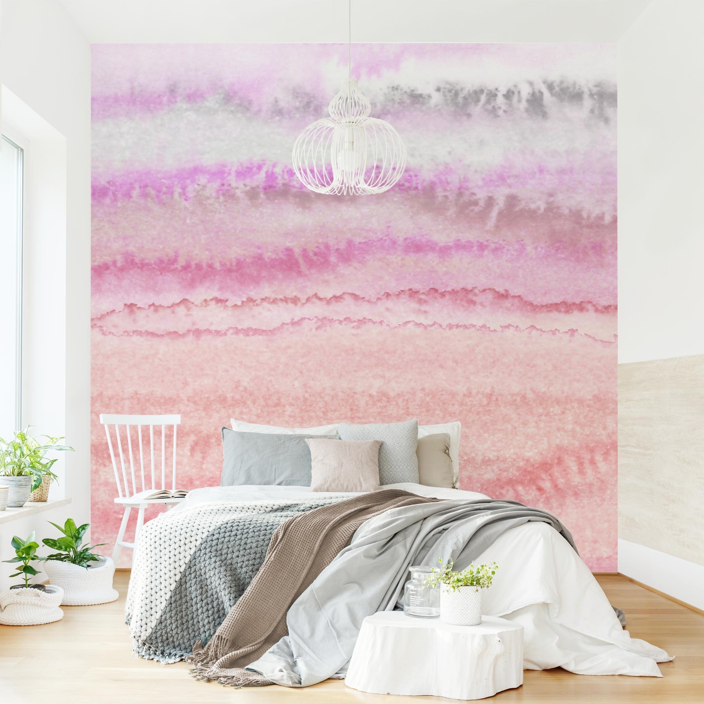 Mustertapete Spiel der Farben in Pink