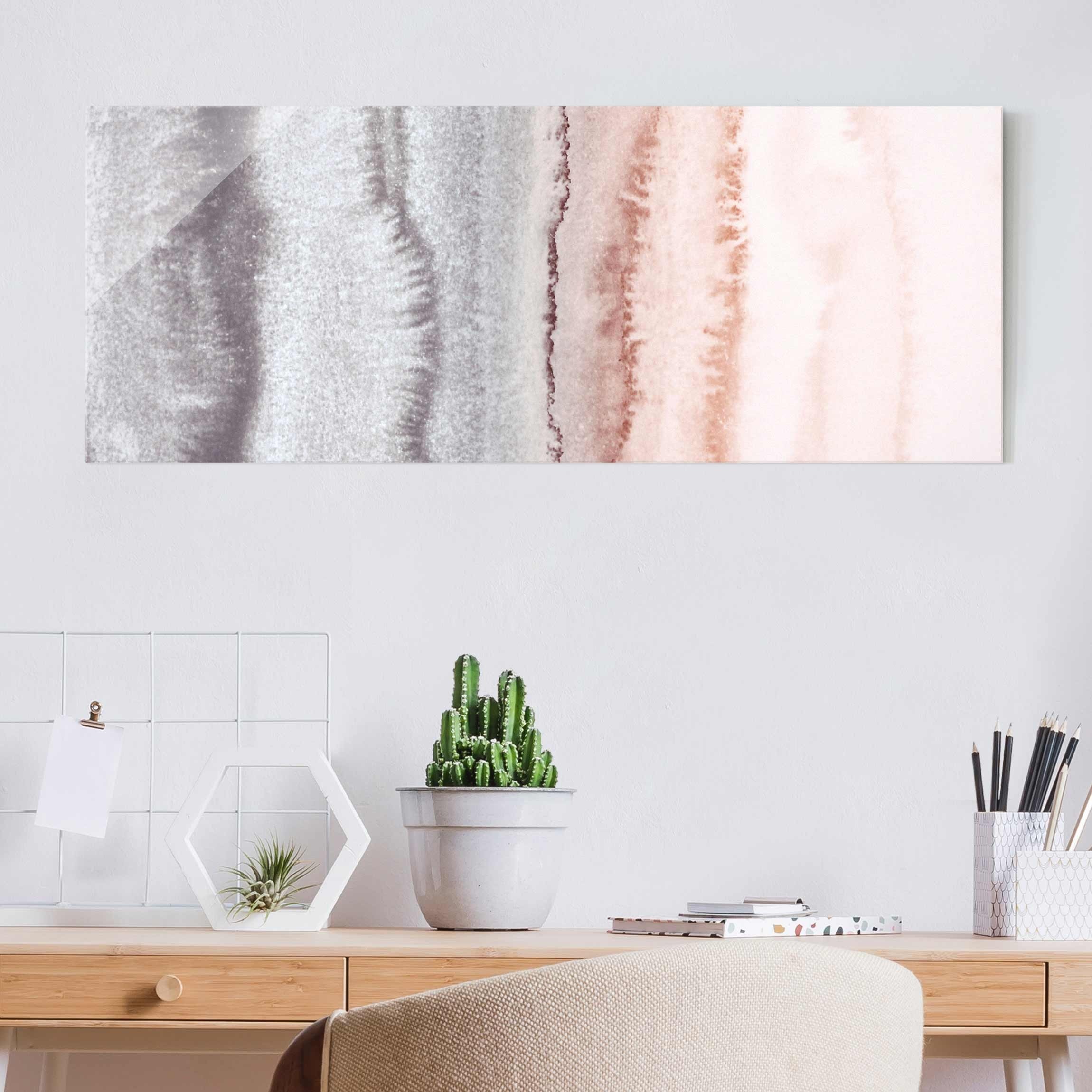 Glasbild Spiel der Farben Meeresrauschen im Nebel