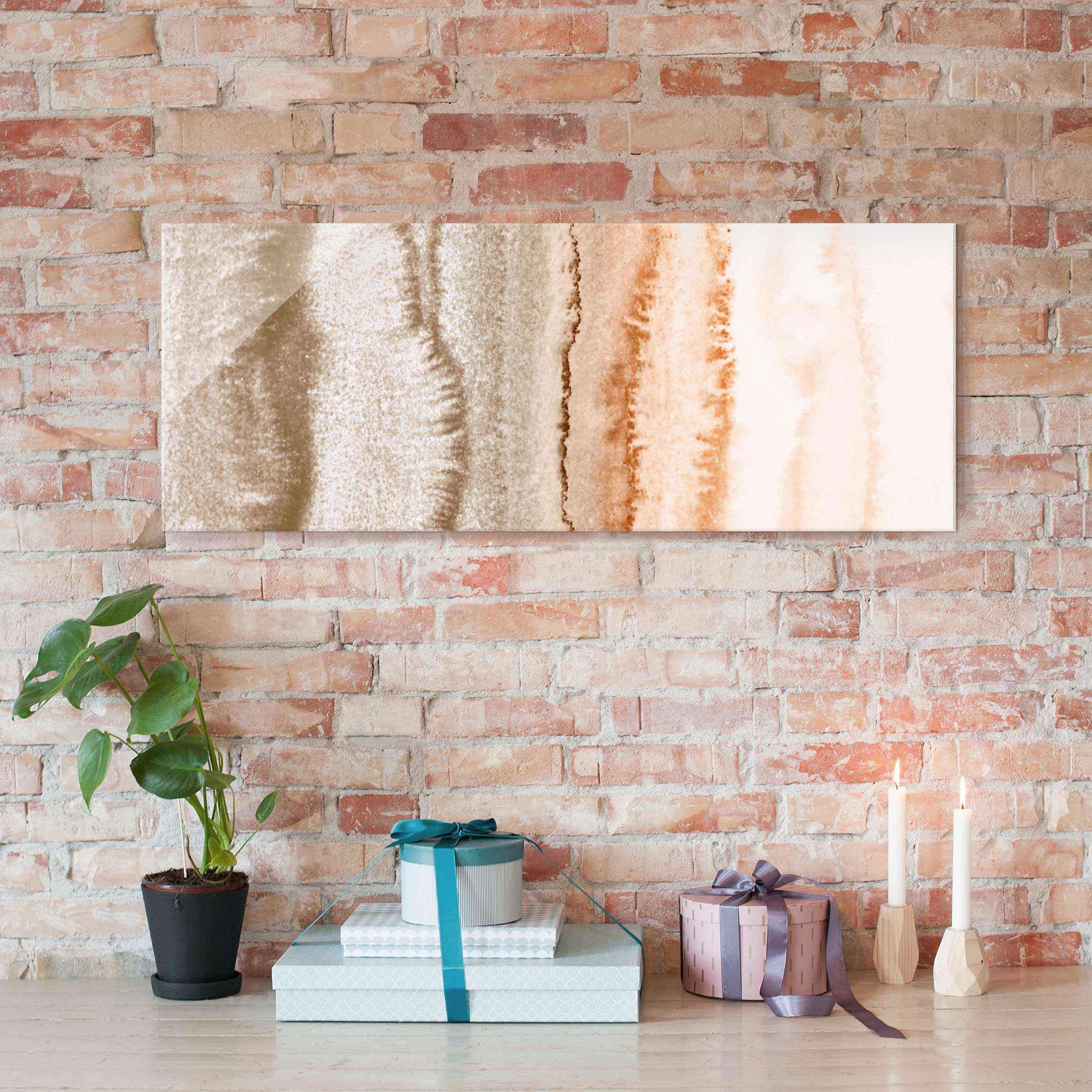 Glasbild Spiel der Farben Meeresrauschen in Sepia