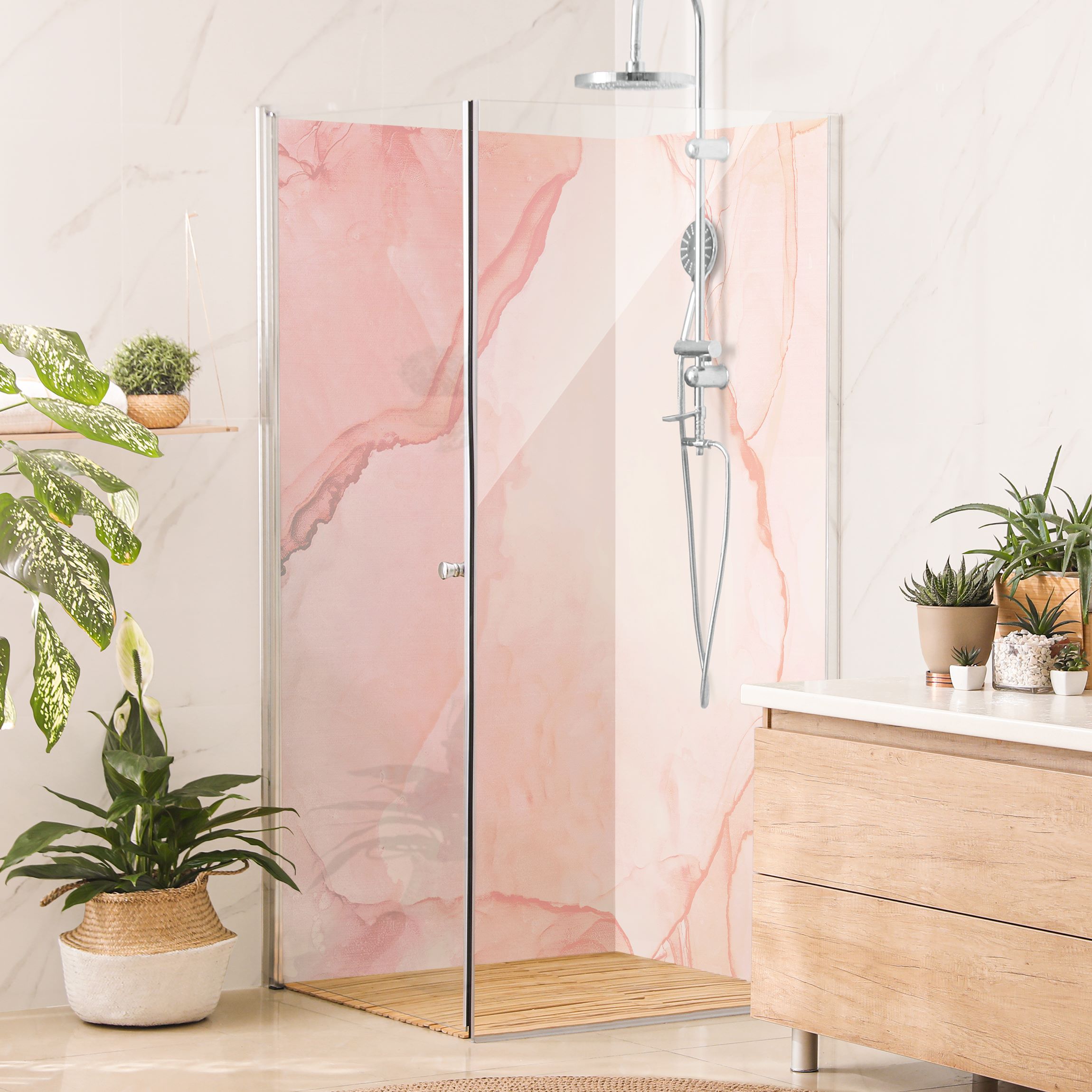 Duschrückwand Spiel der Farben Pastell Zuckerwatte