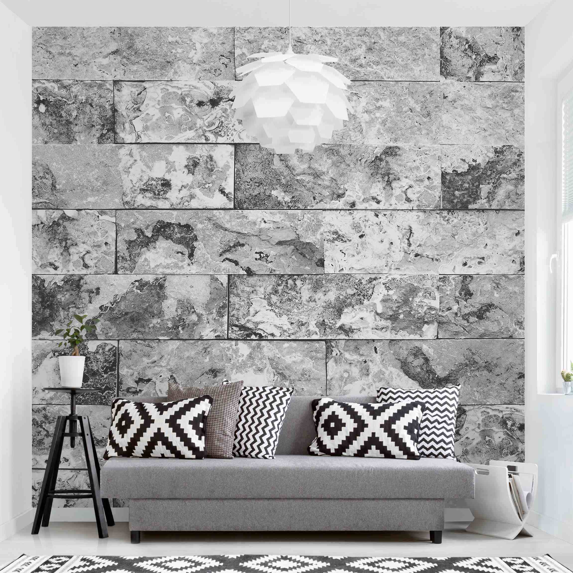 Marmor Tapete Steinwand Naturmarmor grau