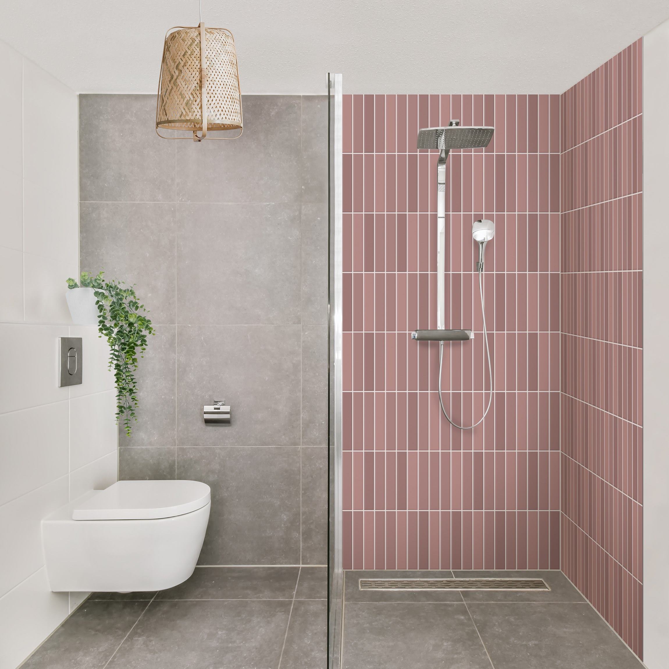 Duschrückwand Subway Fliesen - Altrosa