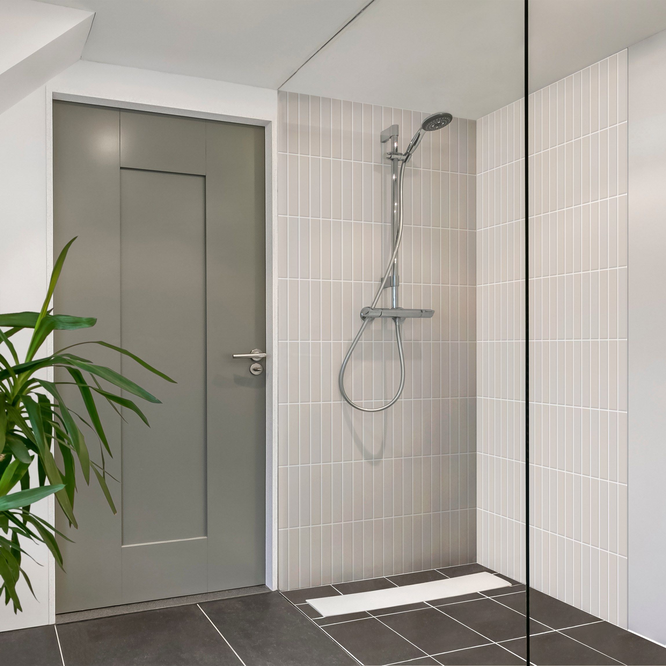 Duschrückwand Subway Fliesen - Hellgrau