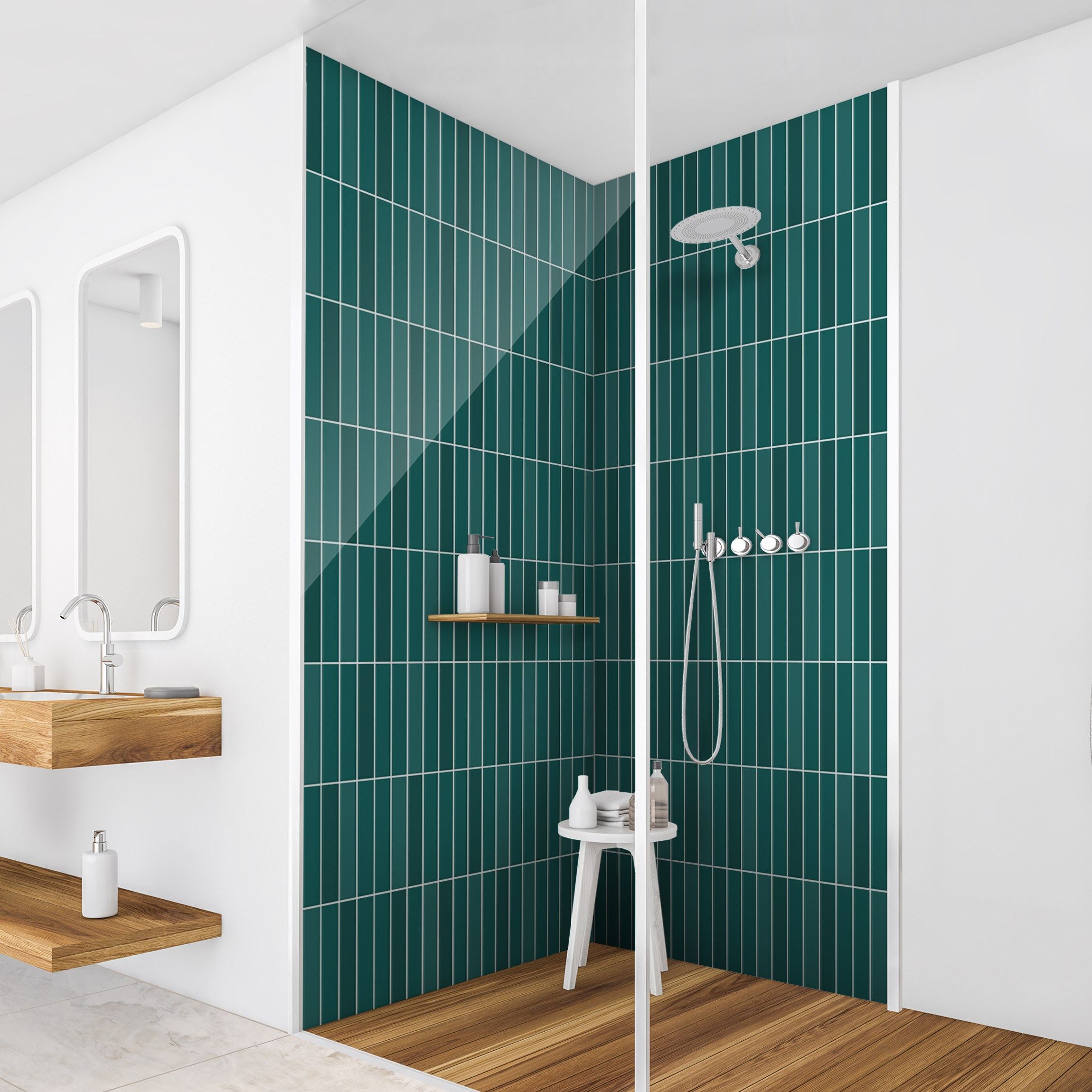 Duschrückwand Subway Fliesen - Türkis