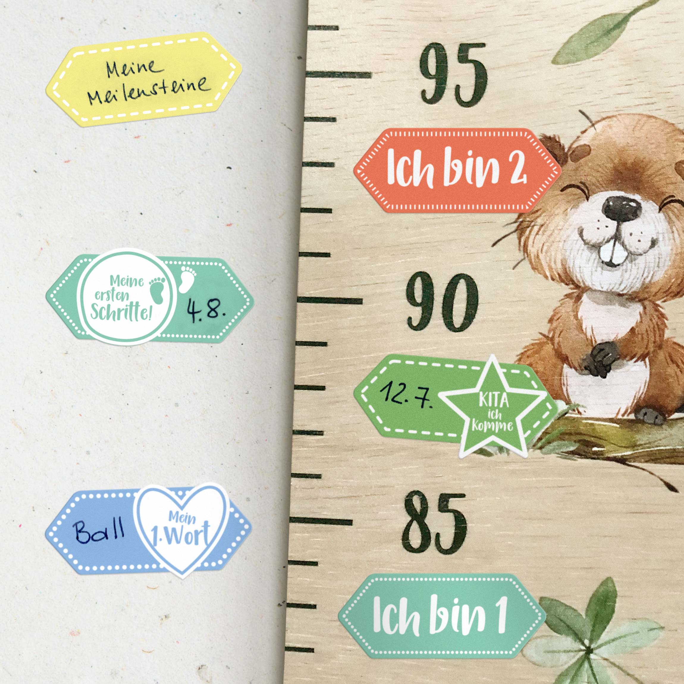 Zubehör Sticker Meilensteine - Pastell bunt