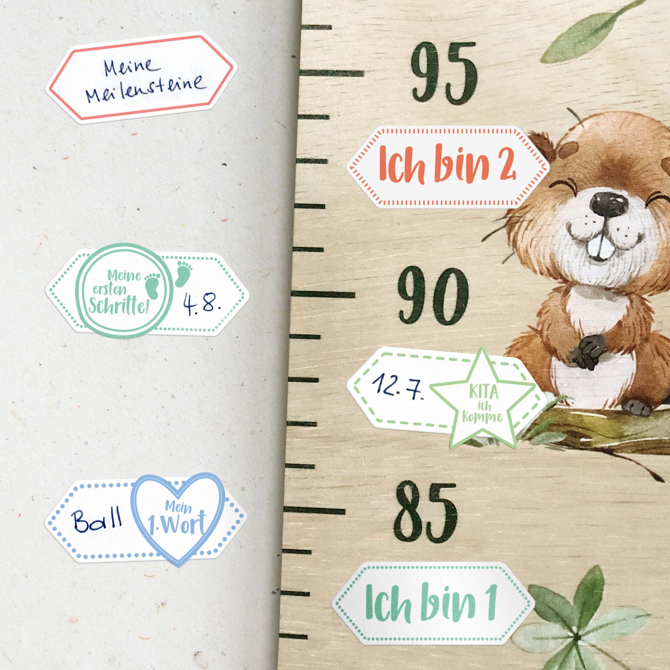 Zubehör Sticker Meilensteine - Pastell Weiß