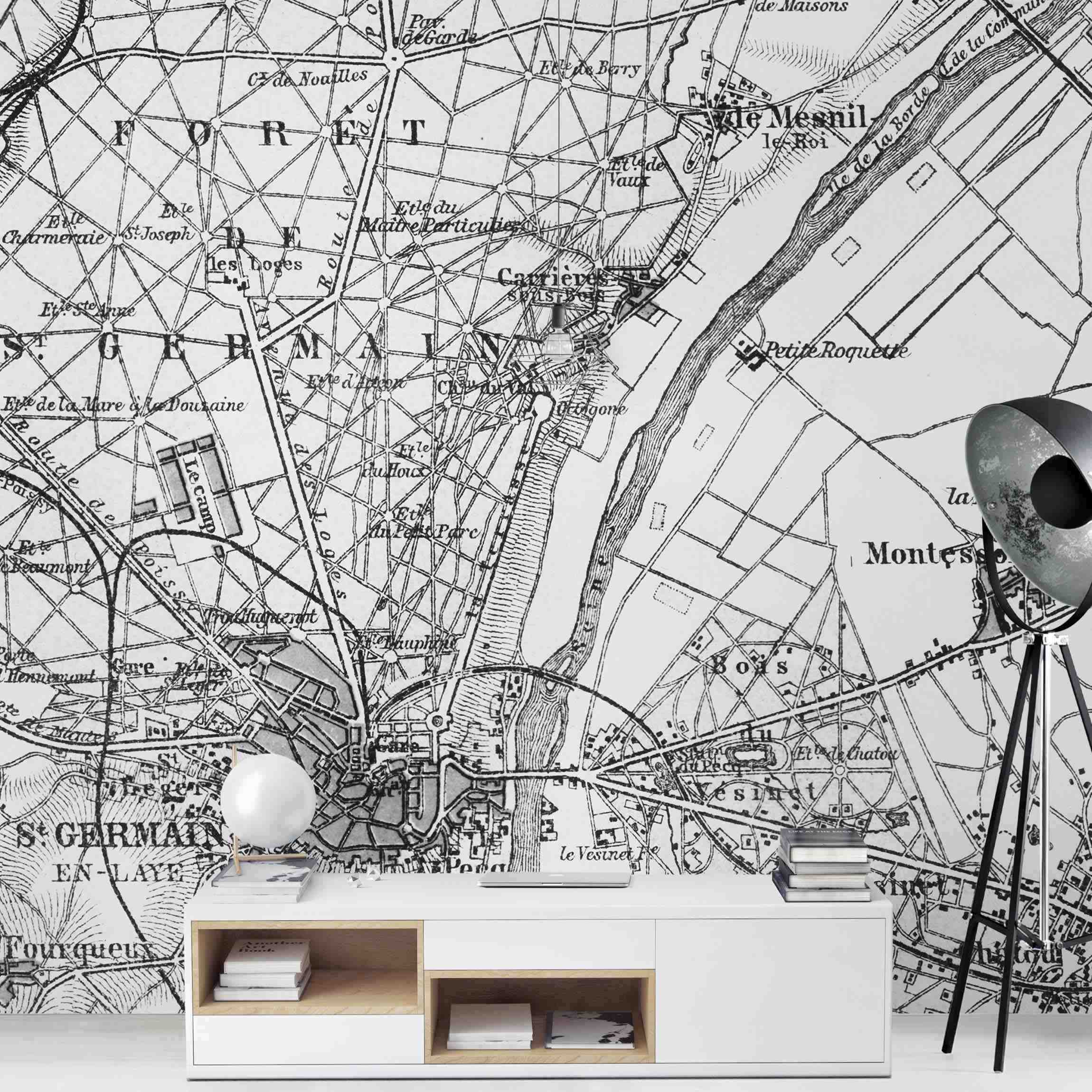 Fototapete Vintage Karte St Germain Paris