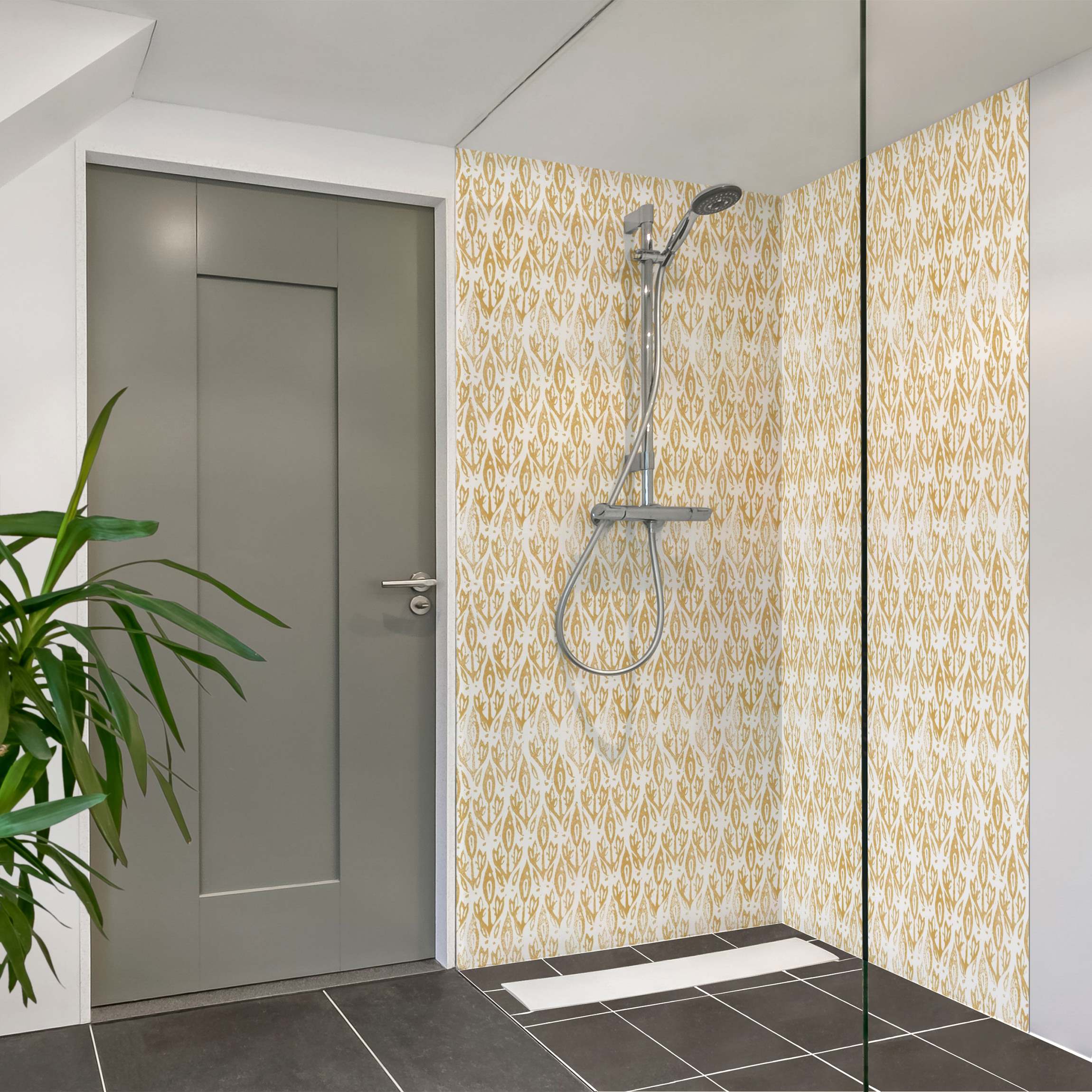 Duschrückwand Vintage Muster Filigrane Pflanzen