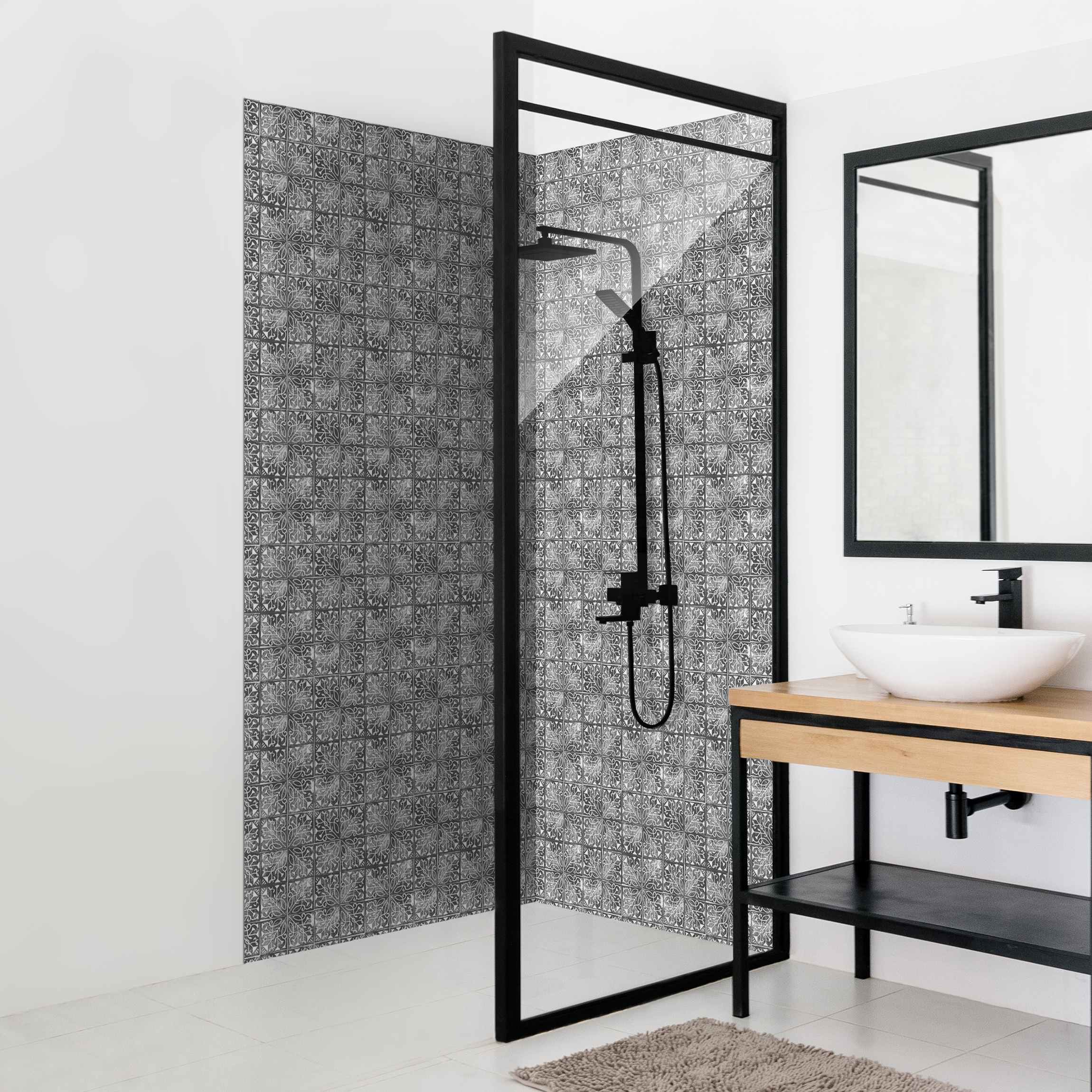 Duschrückwand Vintage Muster Spanische Fliesen