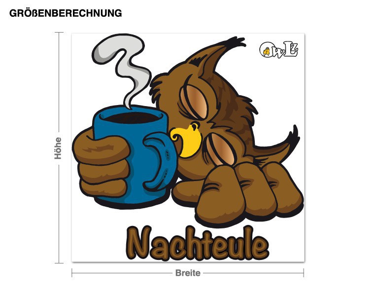 Wandtattoo Eule Carsten mit Kaffee