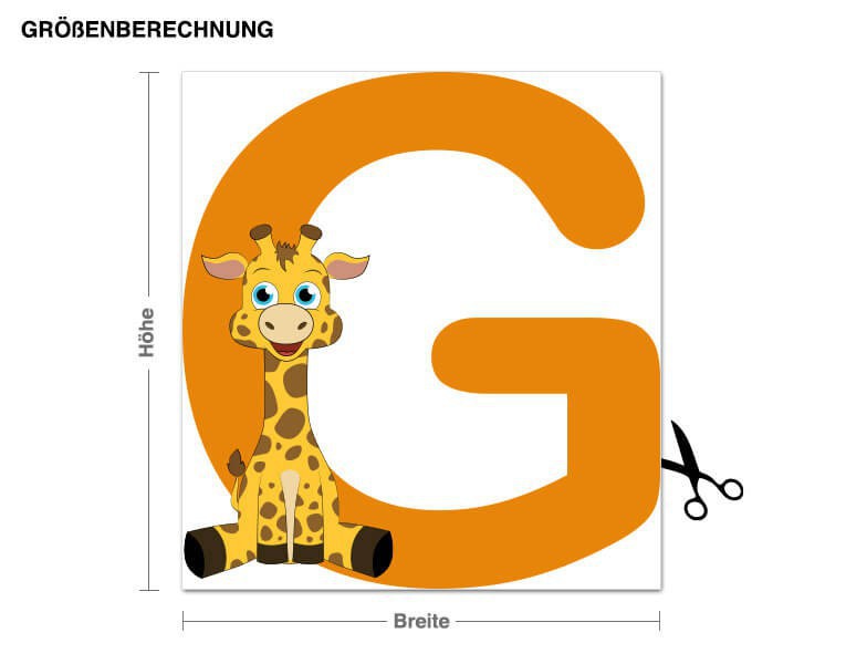 Wandtattoo Kinderzimmer Kinder ABC - Giraffe