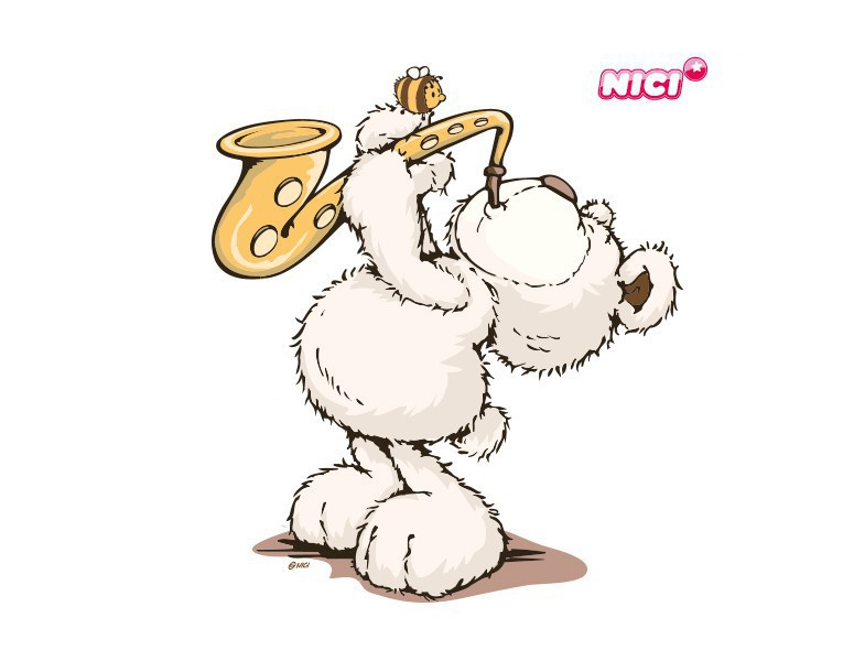 Wandtattoo NICI - Classic Bear - Bär mit Saxophon