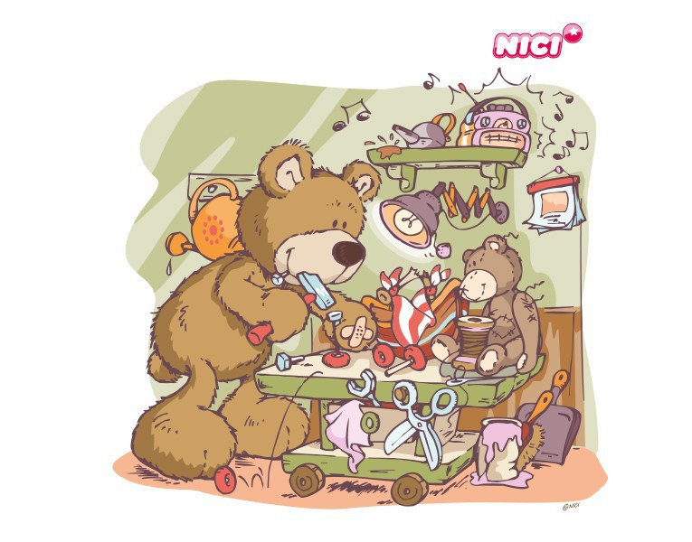Wandtattoo NICI - Classic Bears - Bär bastelt