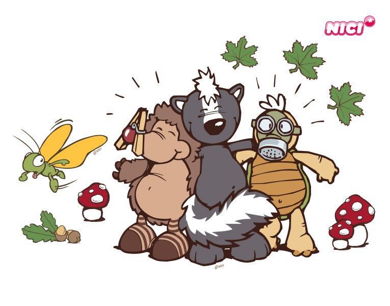 Wandtattoo NICI - Forest Friends - Igel, Stinktier & Schildkröte