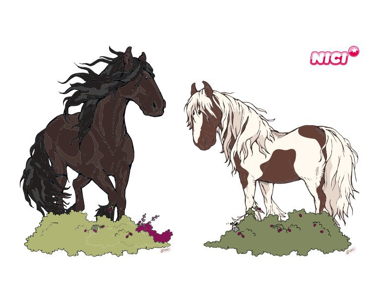 Wandtattoo NICI - Horse Club - dunkles und geflecktes Pferd