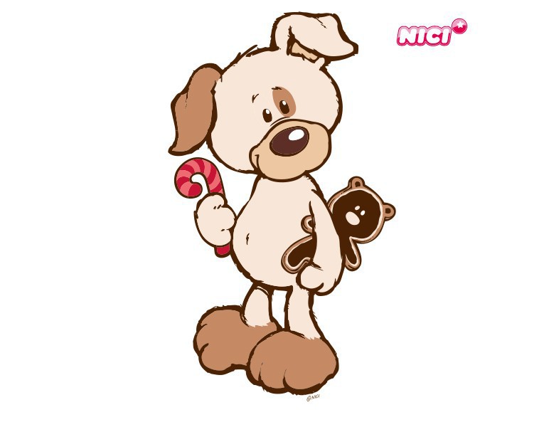 Wandtattoo NICI - Jamie Chocolate - Welpe mit Zuckerstange