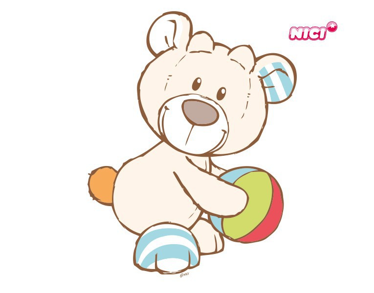 Wandtattoo NICI - My First NICI - Bärchen spielt Ball