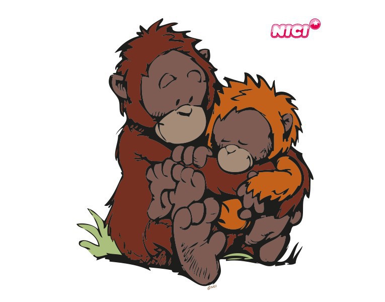 Wandtattoo NICI - Orang Utan - Affenkuscheln