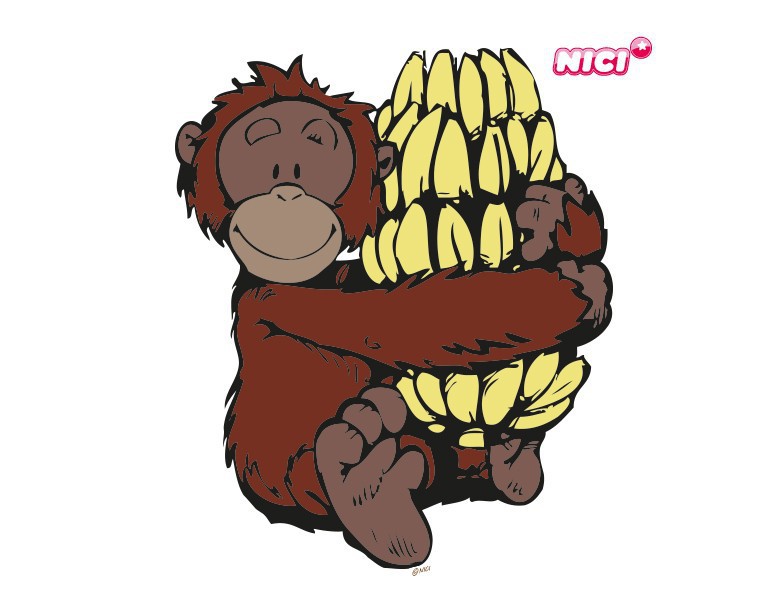 Wandtattoo NICI - Orang Utan - Bananenstaude