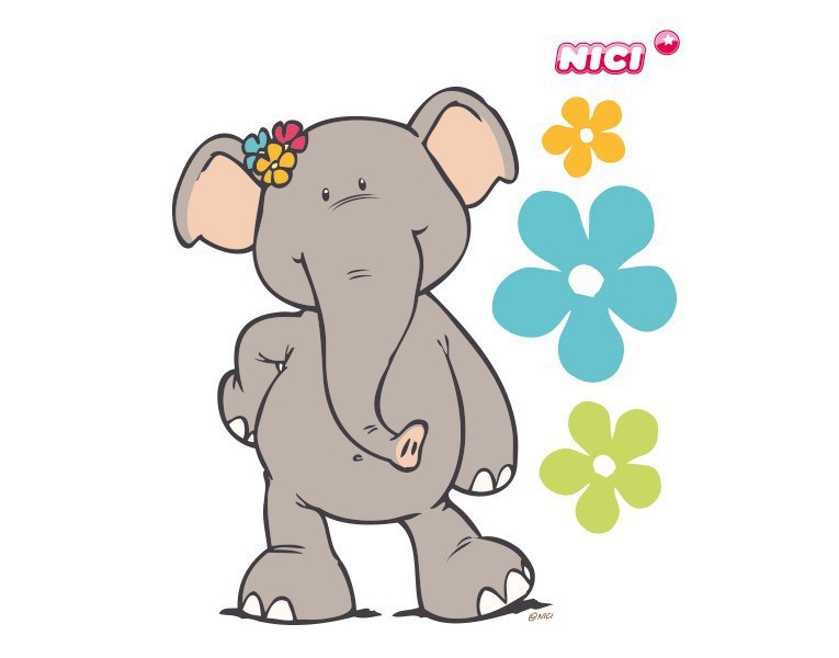 Wandtattoo NICI - Priscilla - Elefant mit Blumen