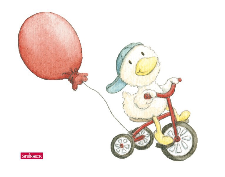 Wandtattoo Steinbeck - Schnaddeldatz fährt Fahrrad unterwegs