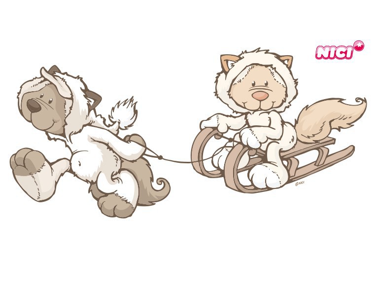 Wandtattoo NICI - Snow Cats - Schlittenfahren