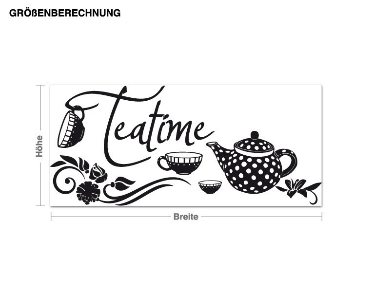 Wandtattoo Teatime mit Teekanne und Teetassen