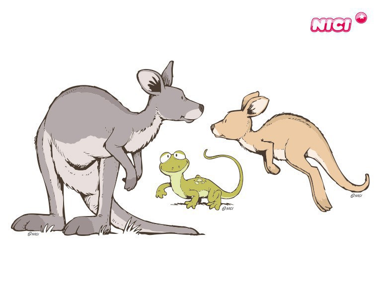 Wandtattoo NICI - Wild Australia - Känguru Mama und Baby üben