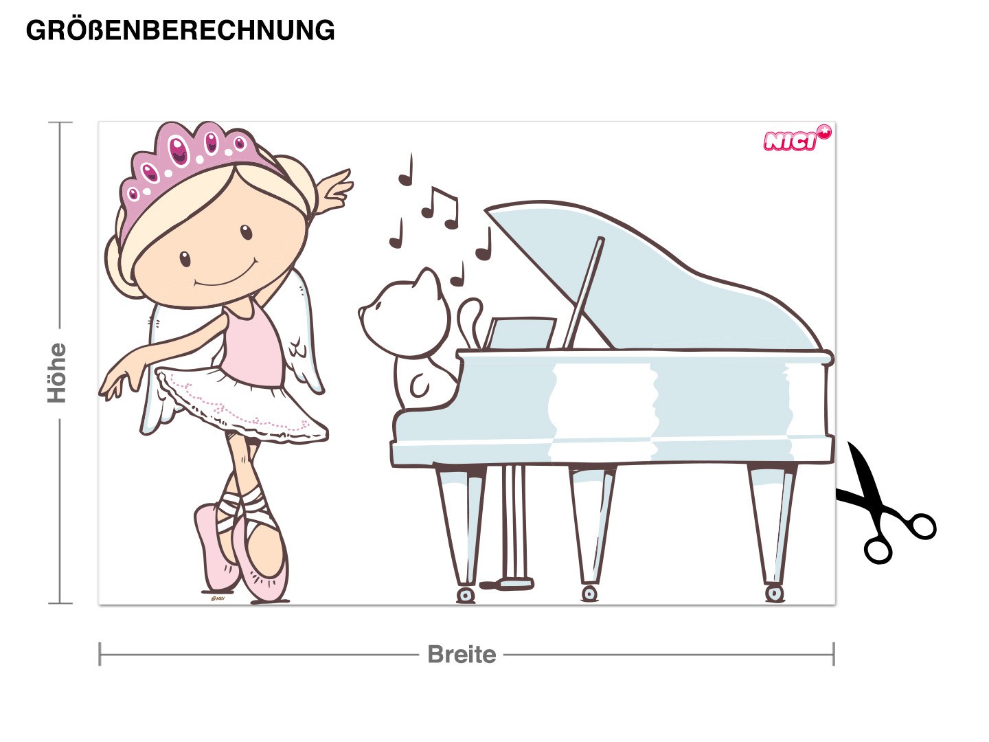 Wandtattoo NICI - Wonderland-Miniclara - am Klavier