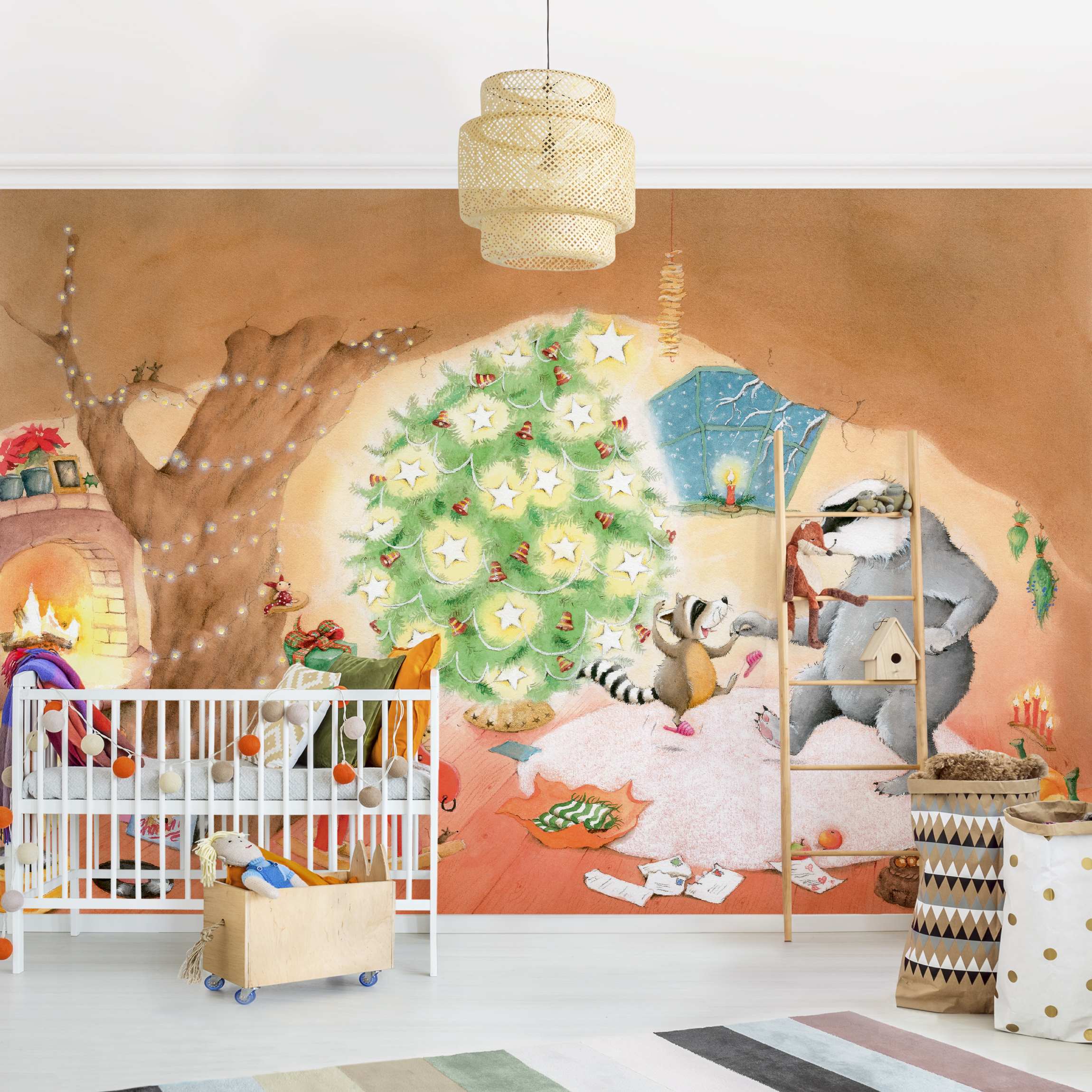 Fototapete Kinderzimmer Wassili Waschbär - Das allerschönste Weihnachtsgeschenk