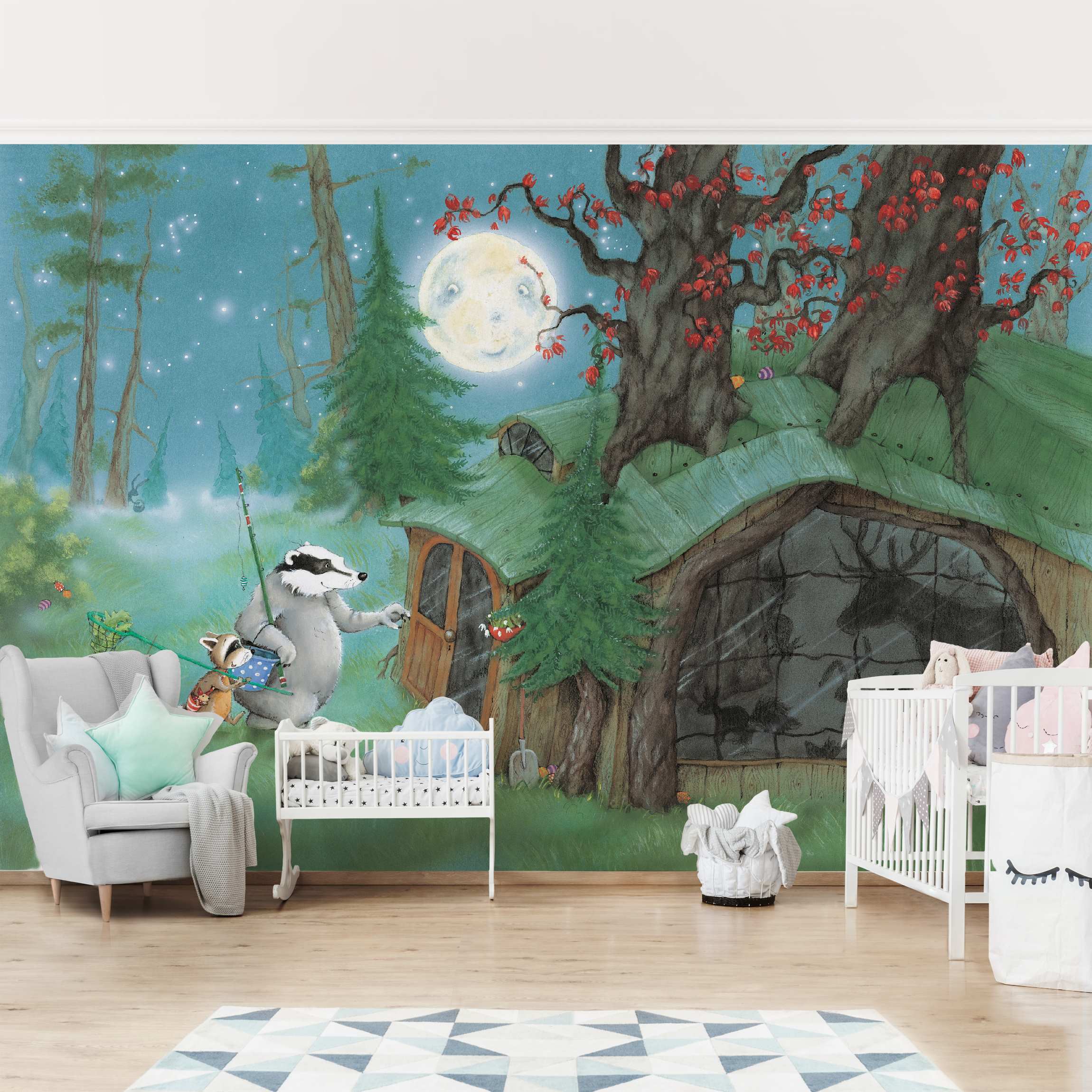 Fototapete Kinderzimmer Wassili Waschbär - Wassili auf dem Heimweg