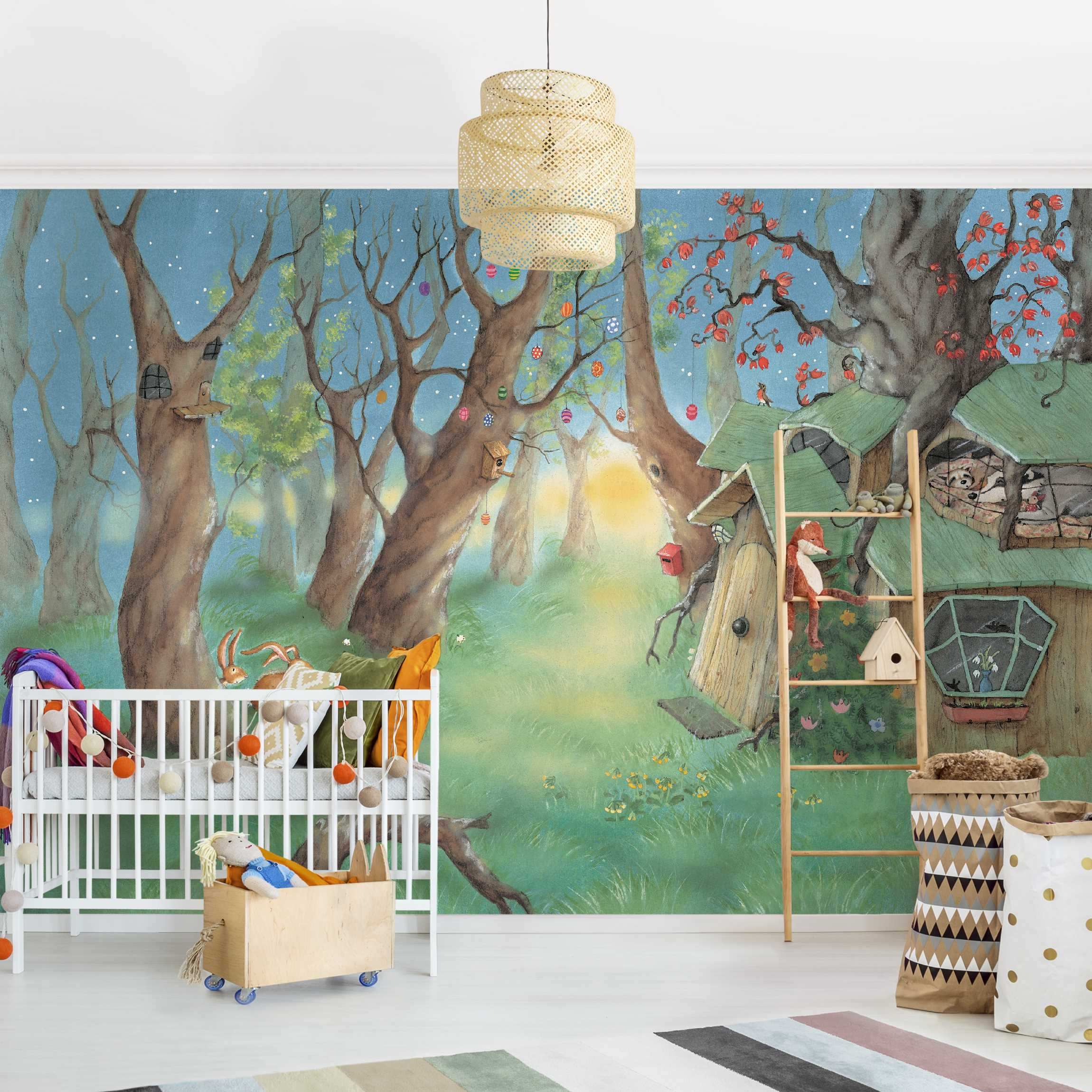 Fototapete Kinderzimmer Wassili Waschbär - Wassili und Sibelius schlafen