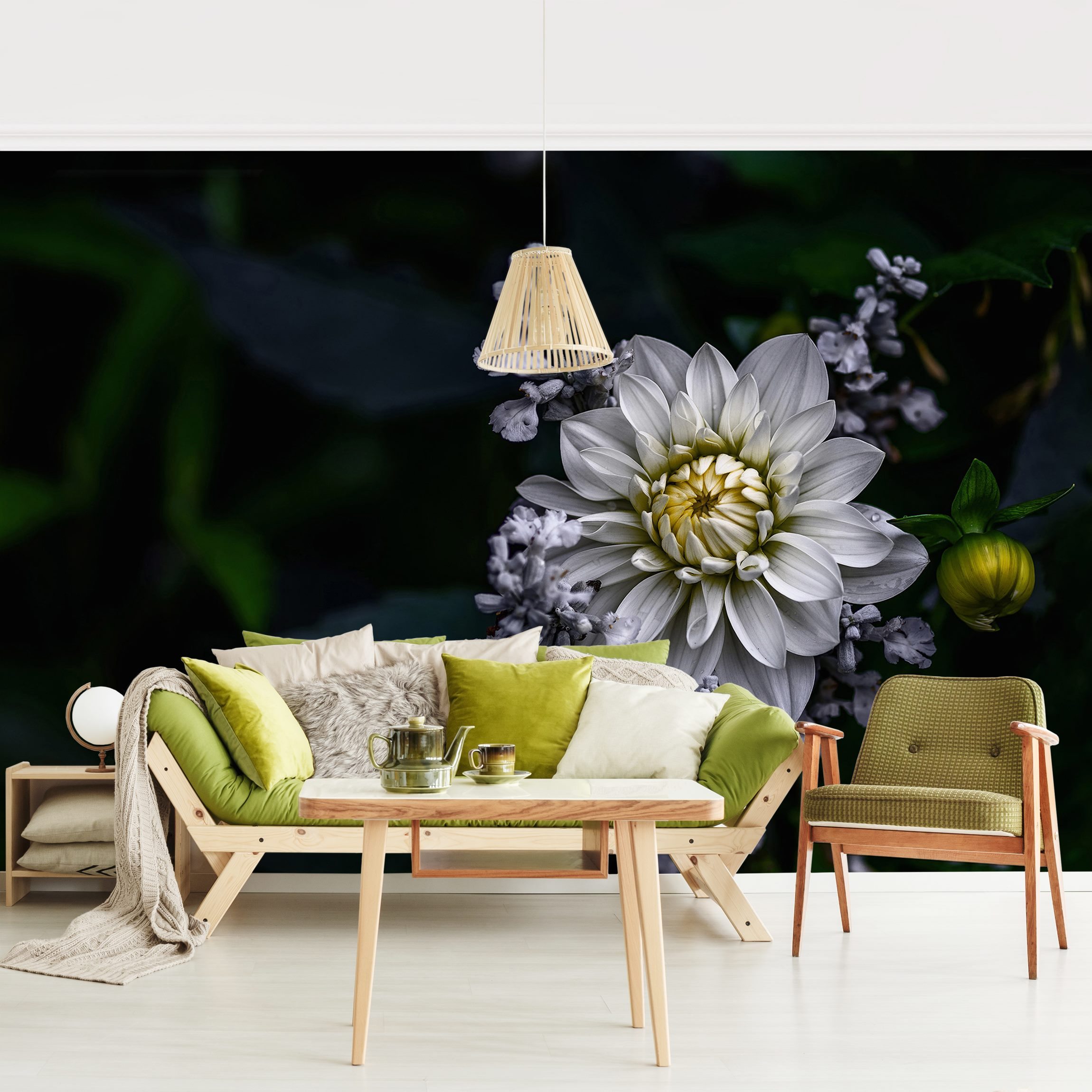 Fototapete Blumen Weiße Dahlie