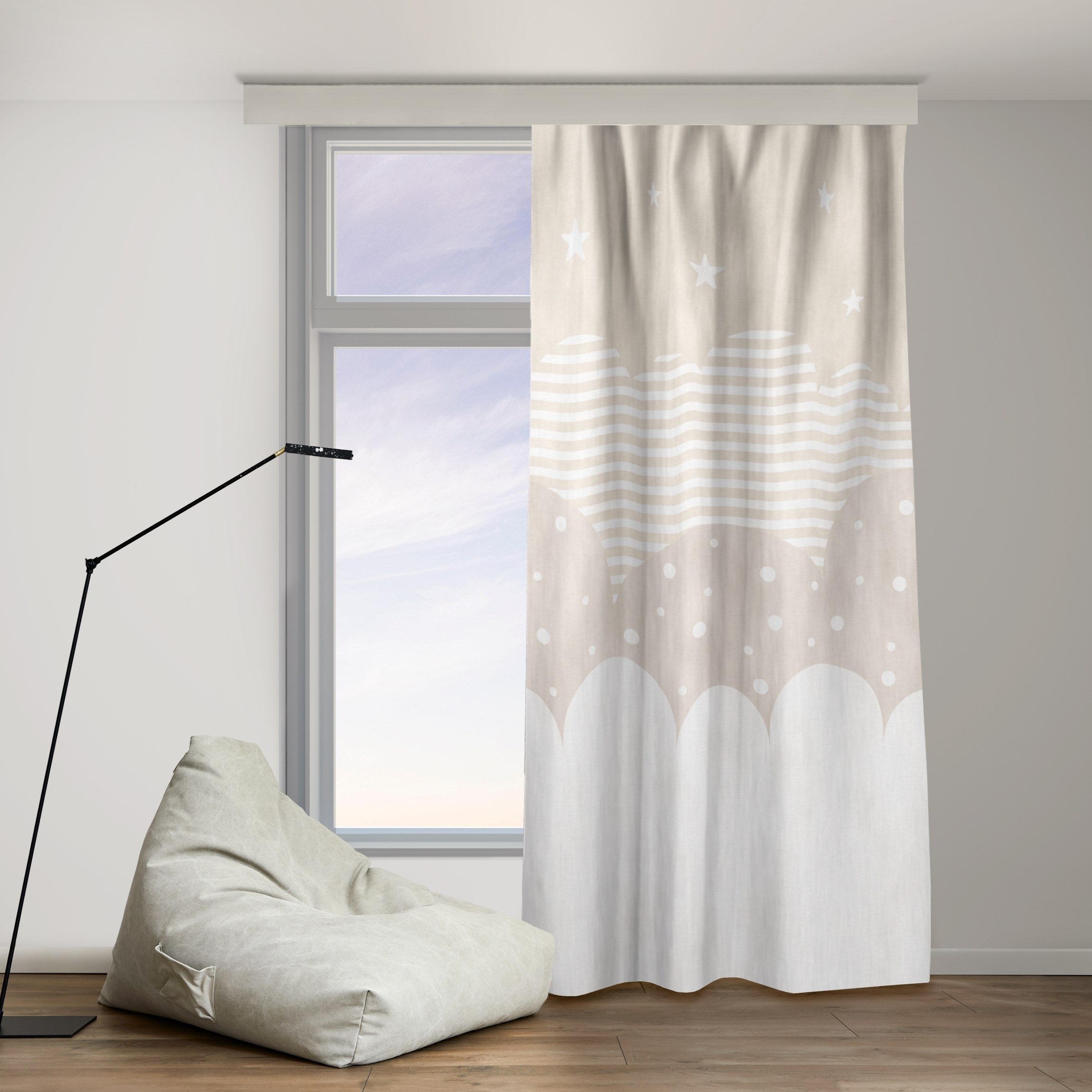 Vorhang Wolken und Sterne - beige