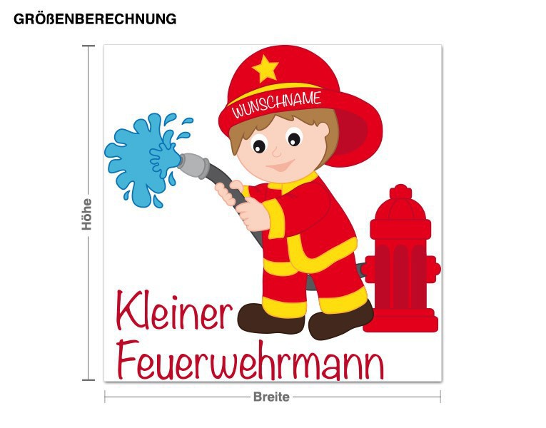 Wunschtext-Wandtattoo Kleiner Feuerwehrmann