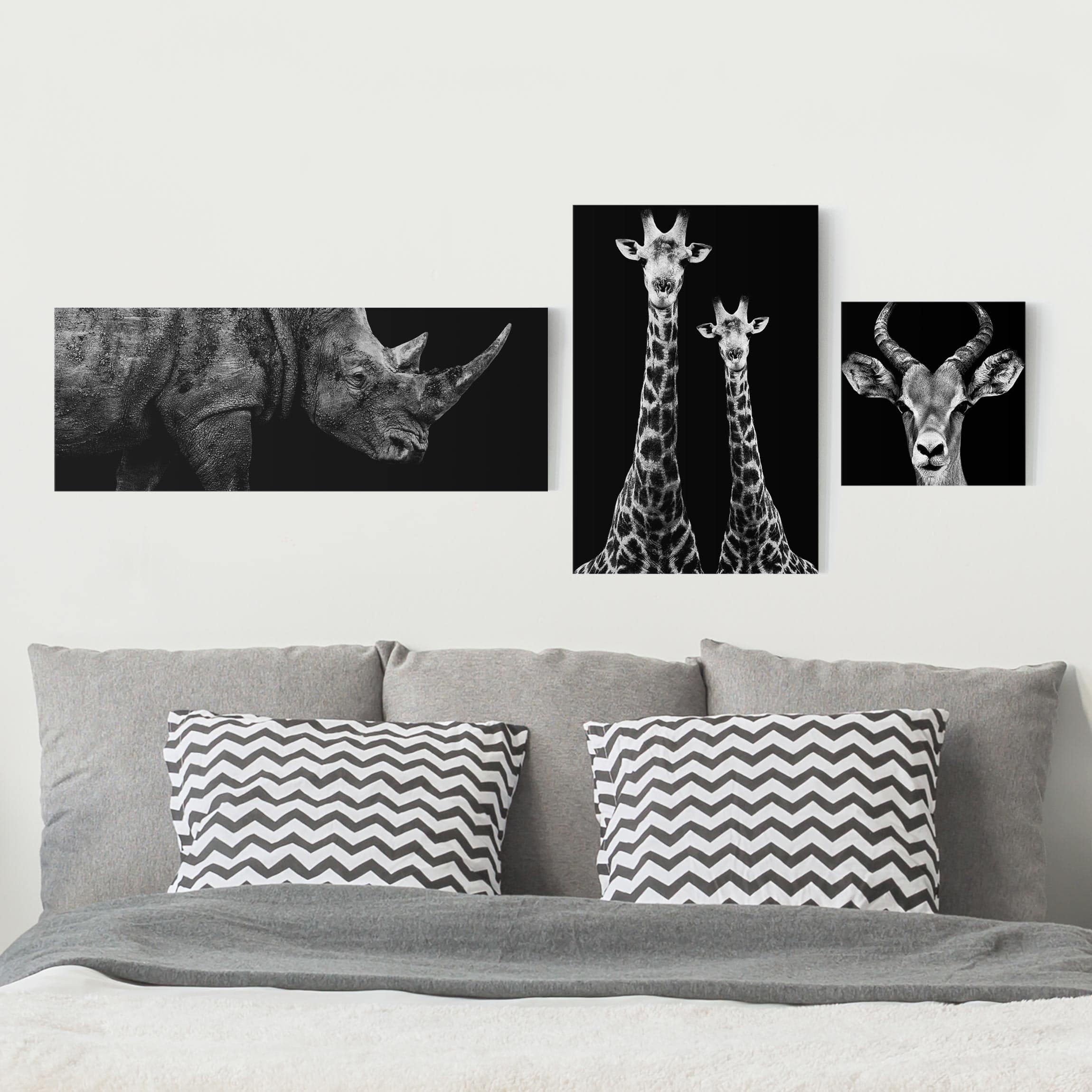 3-teiliges Leinwandbild - Querformat Safari Collage