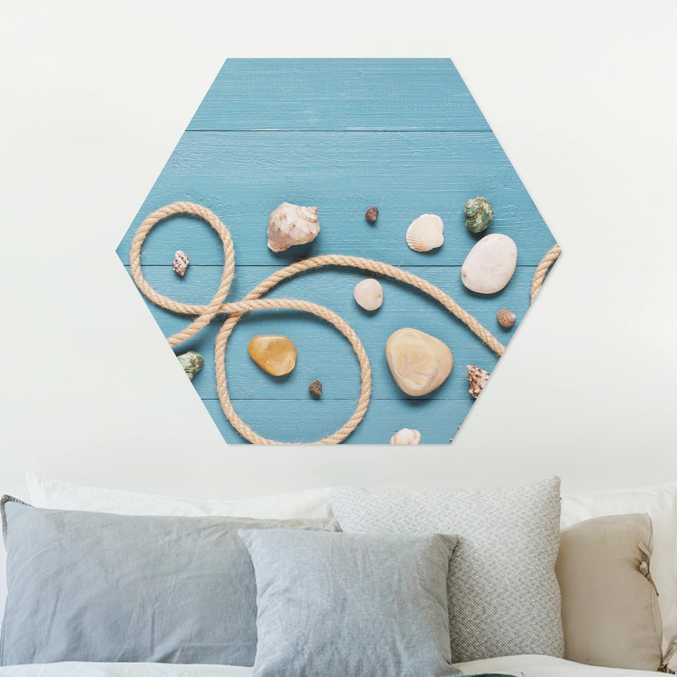 Hexagon-Alu-Dibond Bild Strandfunde