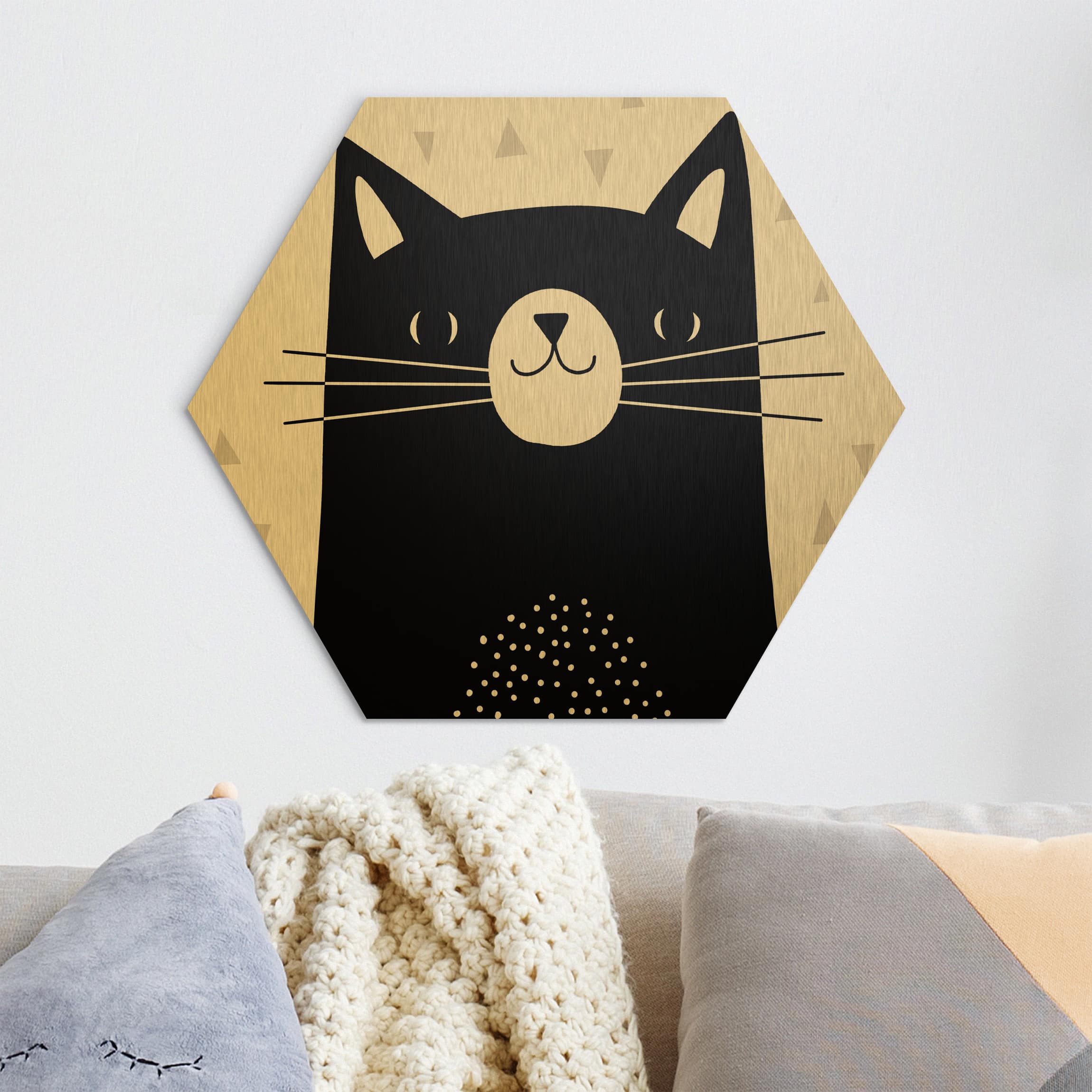 Hexagon-Alu-Dibond Bild Tierpark mit Mustern - Katze