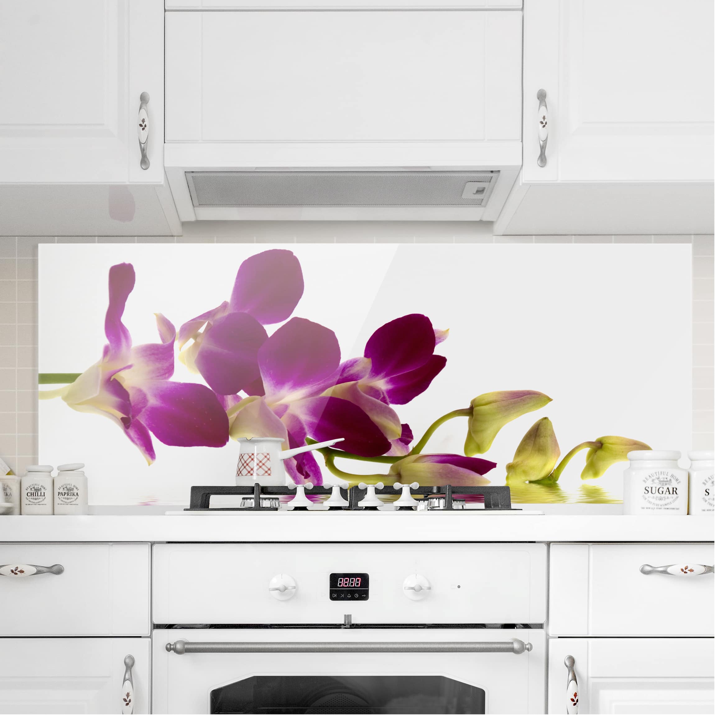 Glas Spritzschutz Pink Orchid Waters
